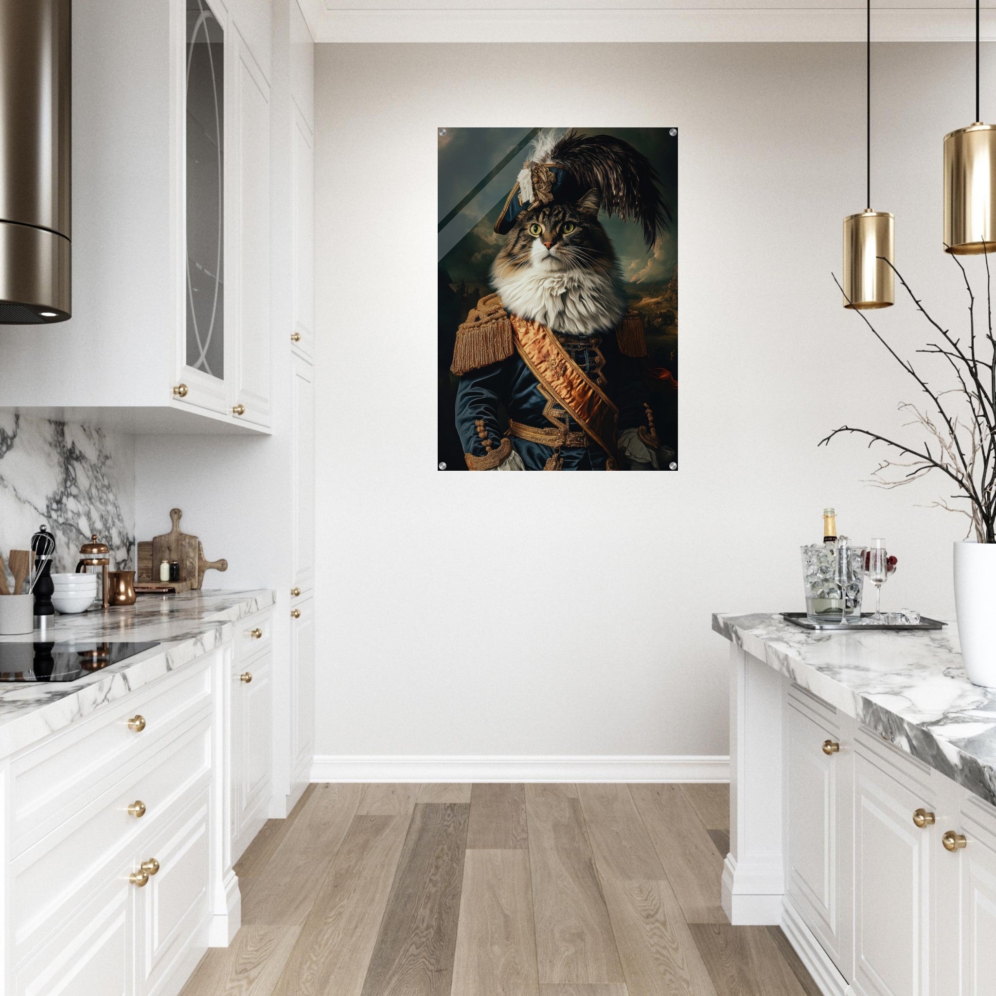 Acrylic Print Portrait - Baroque Military Commander Cat A fierce - looking 4 - Shop Ai Art WebShop - Digital Art online Store