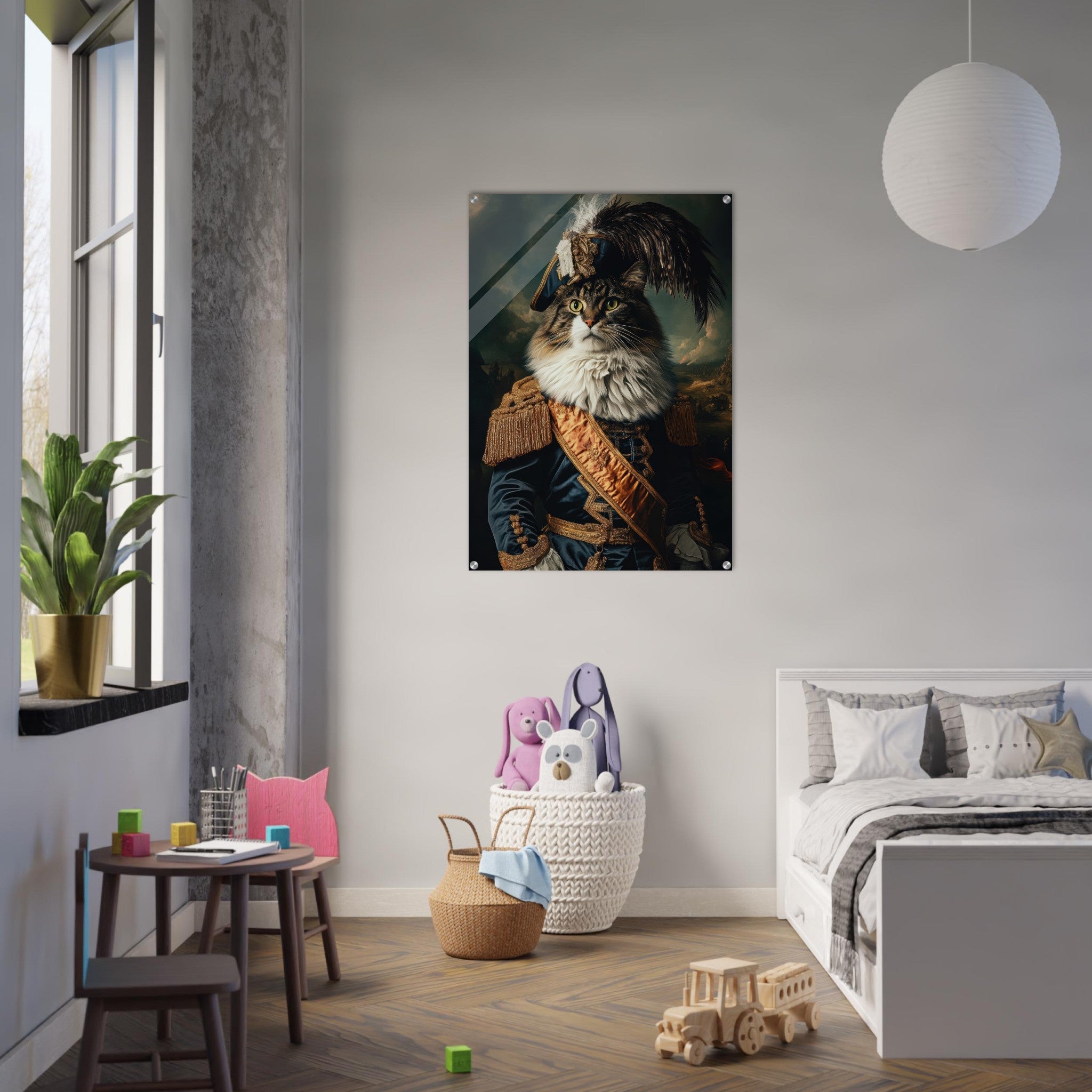 Acrylic Print Portrait - Baroque Military Commander Cat A fierce - looking 4 - Shop Ai Art WebShop - Digital Art online Store