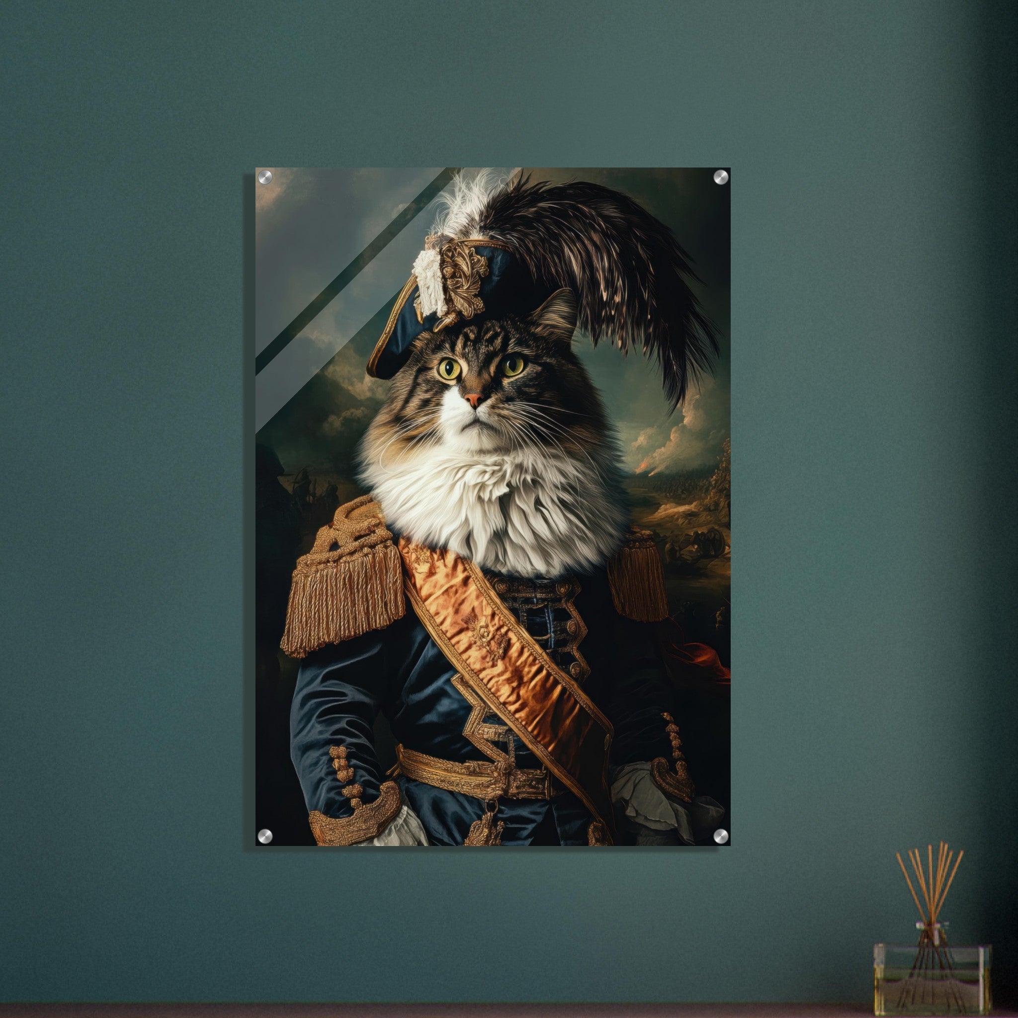 Acrylic Print Portrait - Baroque Military Commander Cat A fierce - looking 4 - Shop Ai Art WebShop - Digital Art online Store
