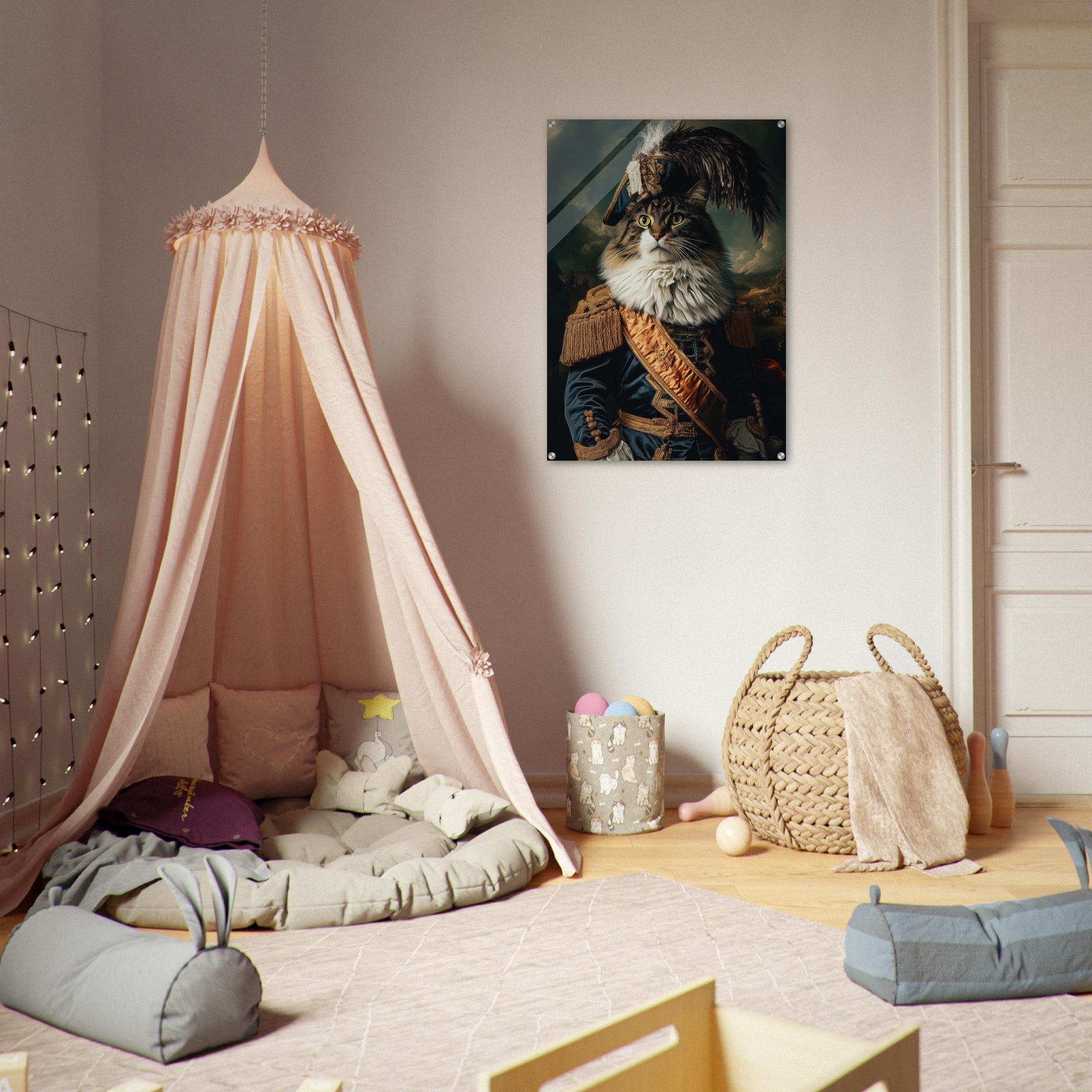 Acrylic Print Portrait - Baroque Military Commander Cat A fierce - looking 4 - Shop Ai Art WebShop - Digital Art online Store