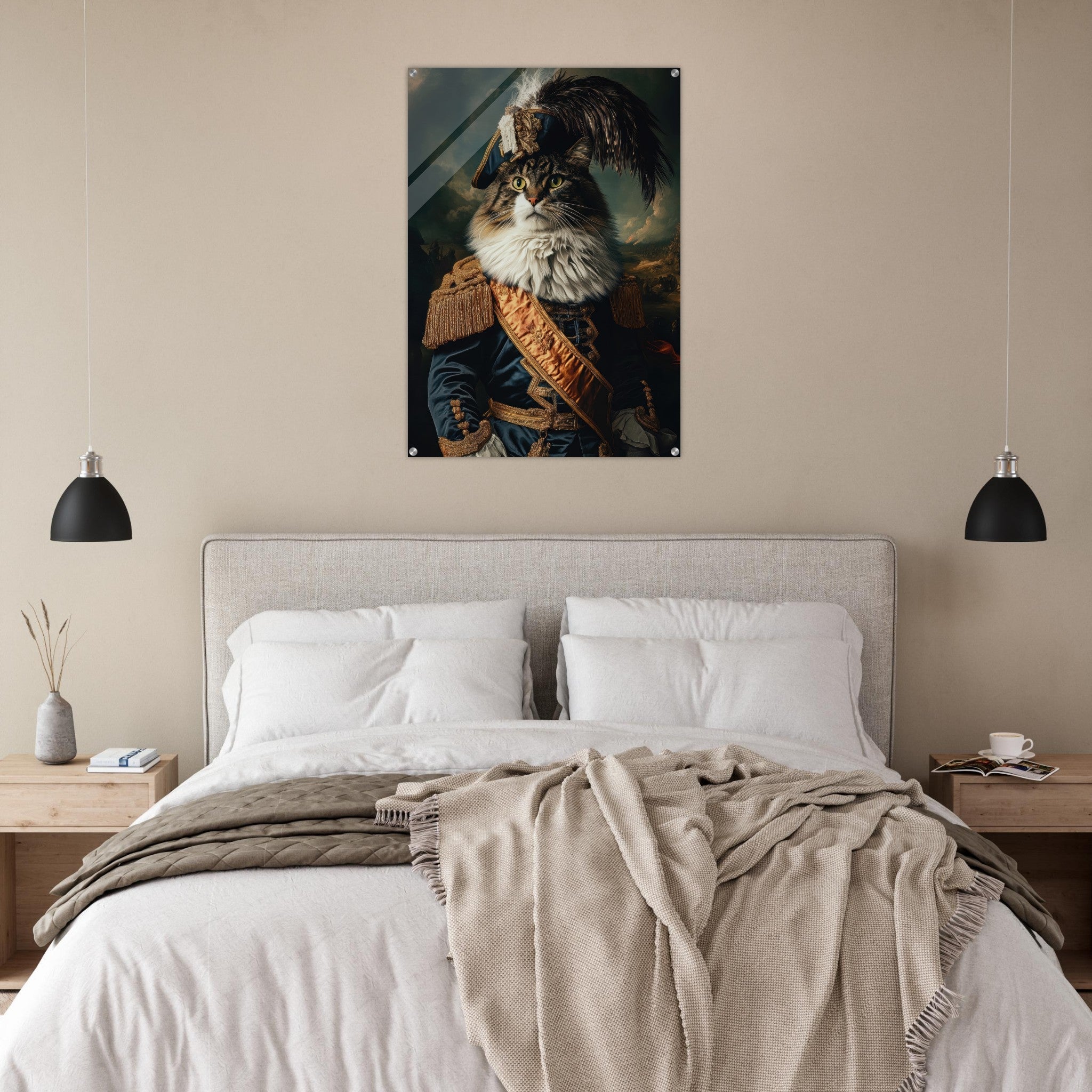 Acrylic Print Portrait - Baroque Military Commander Cat A fierce - looking 4 - Shop Ai Art WebShop - Digital Art online Store