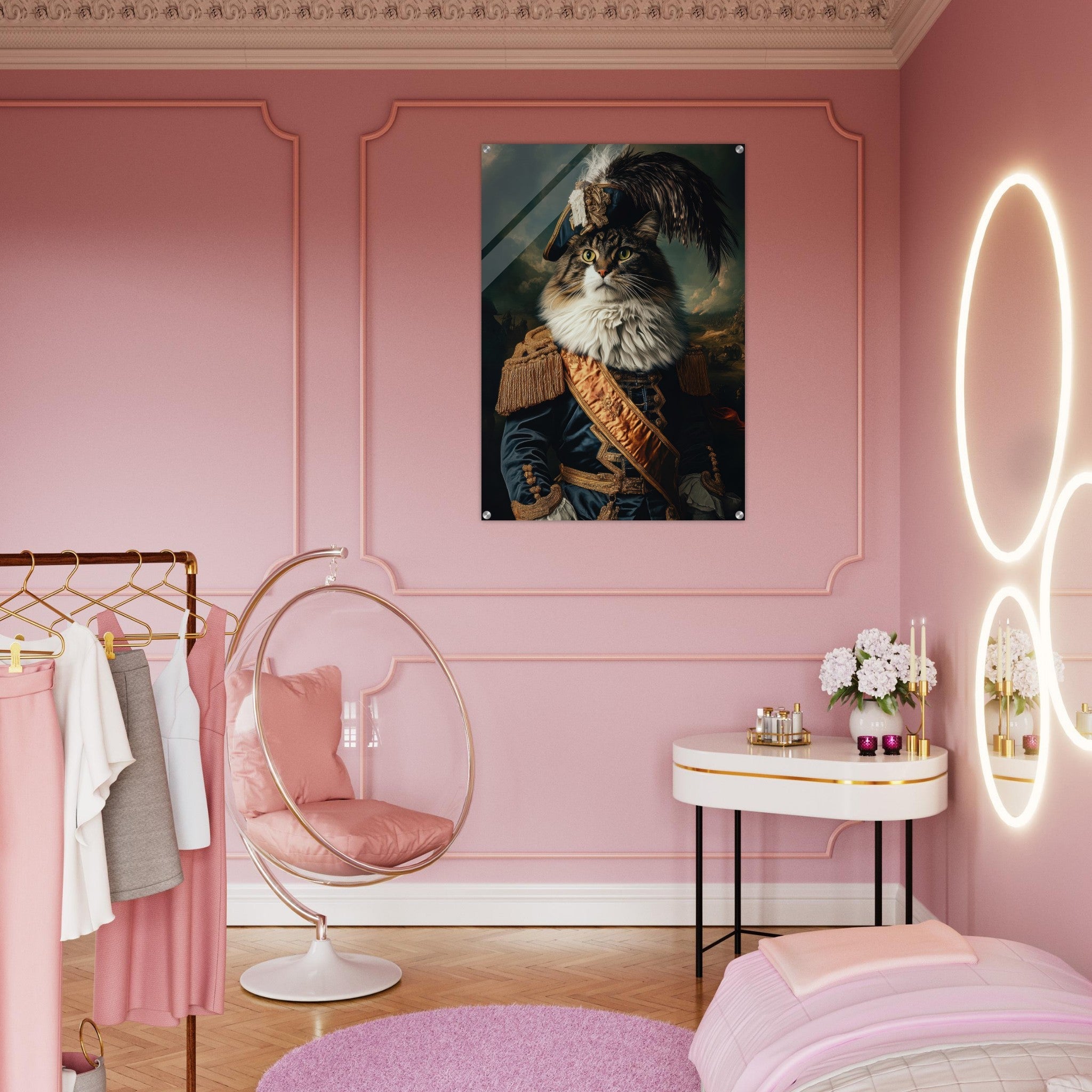 Acrylic Print Portrait - Baroque Military Commander Cat A fierce - looking 4 - Shop Ai Art WebShop - Digital Art online Store