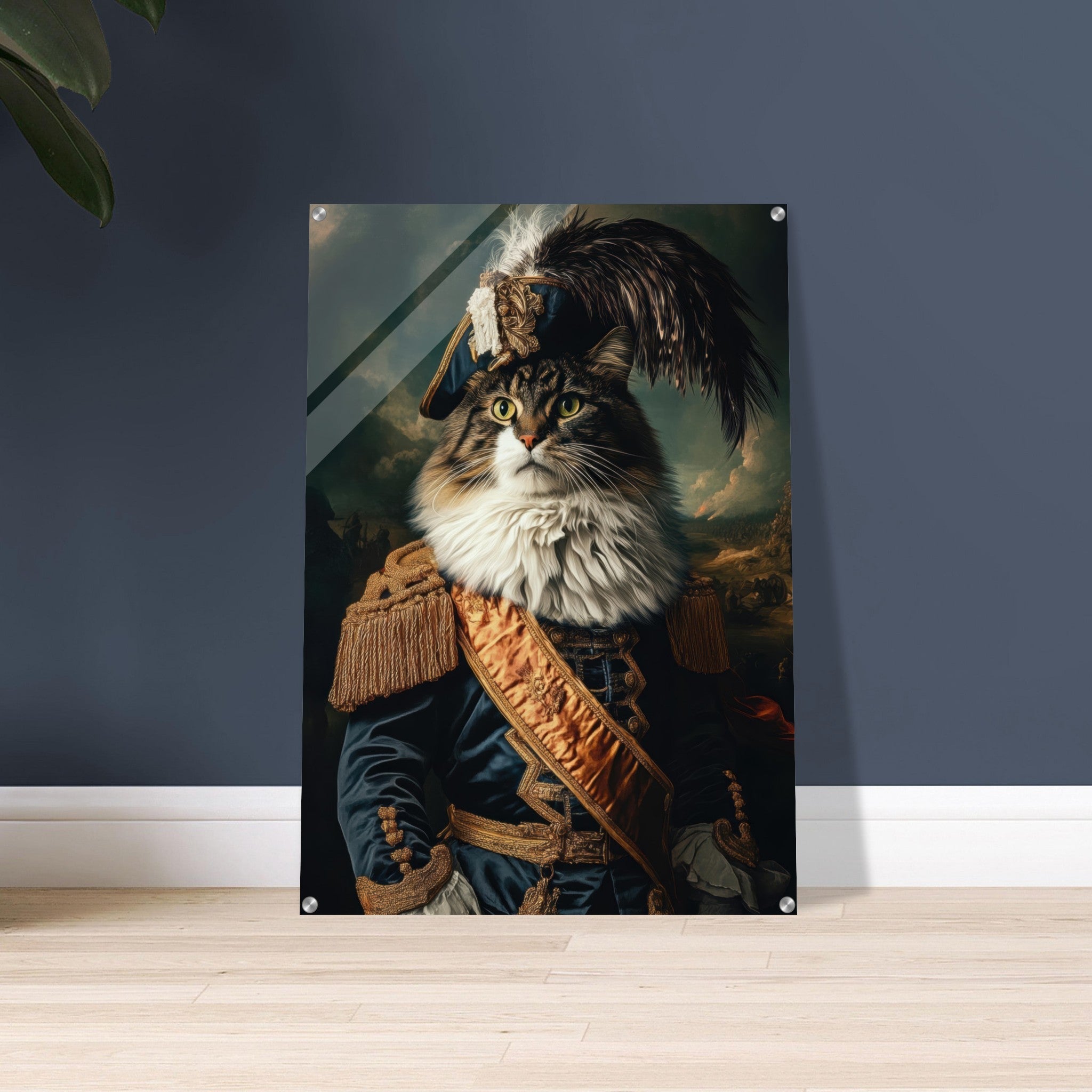 Acrylic Print Portrait - Baroque Military Commander Cat A fierce - looking 4 - Shop Ai Art WebShop - Digital Art online Store