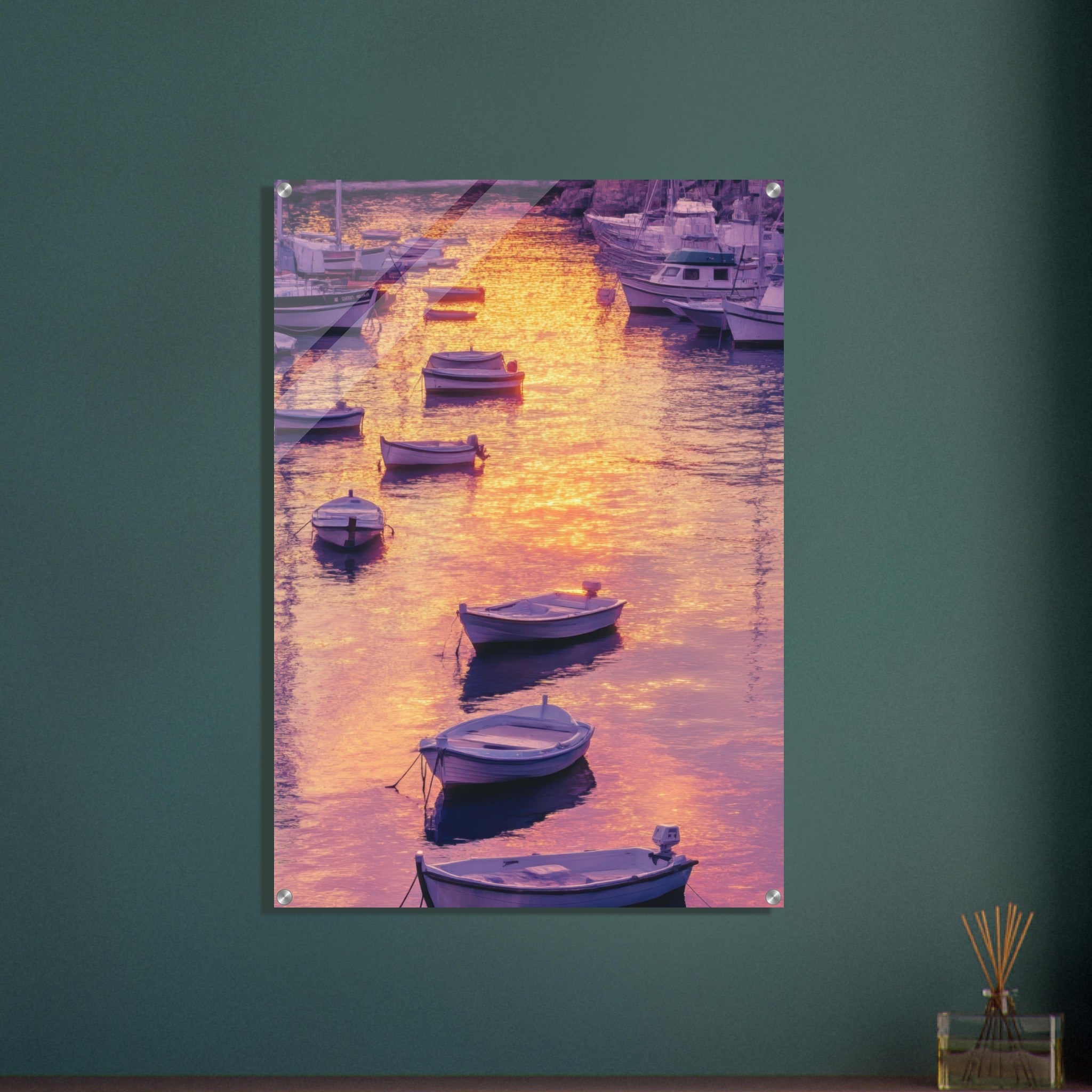 Acrylic Print Portrait - Boats at Dusk A harbor filled with gently rocky 4 - Shop Ai Art WebShop - Digital Art online Store