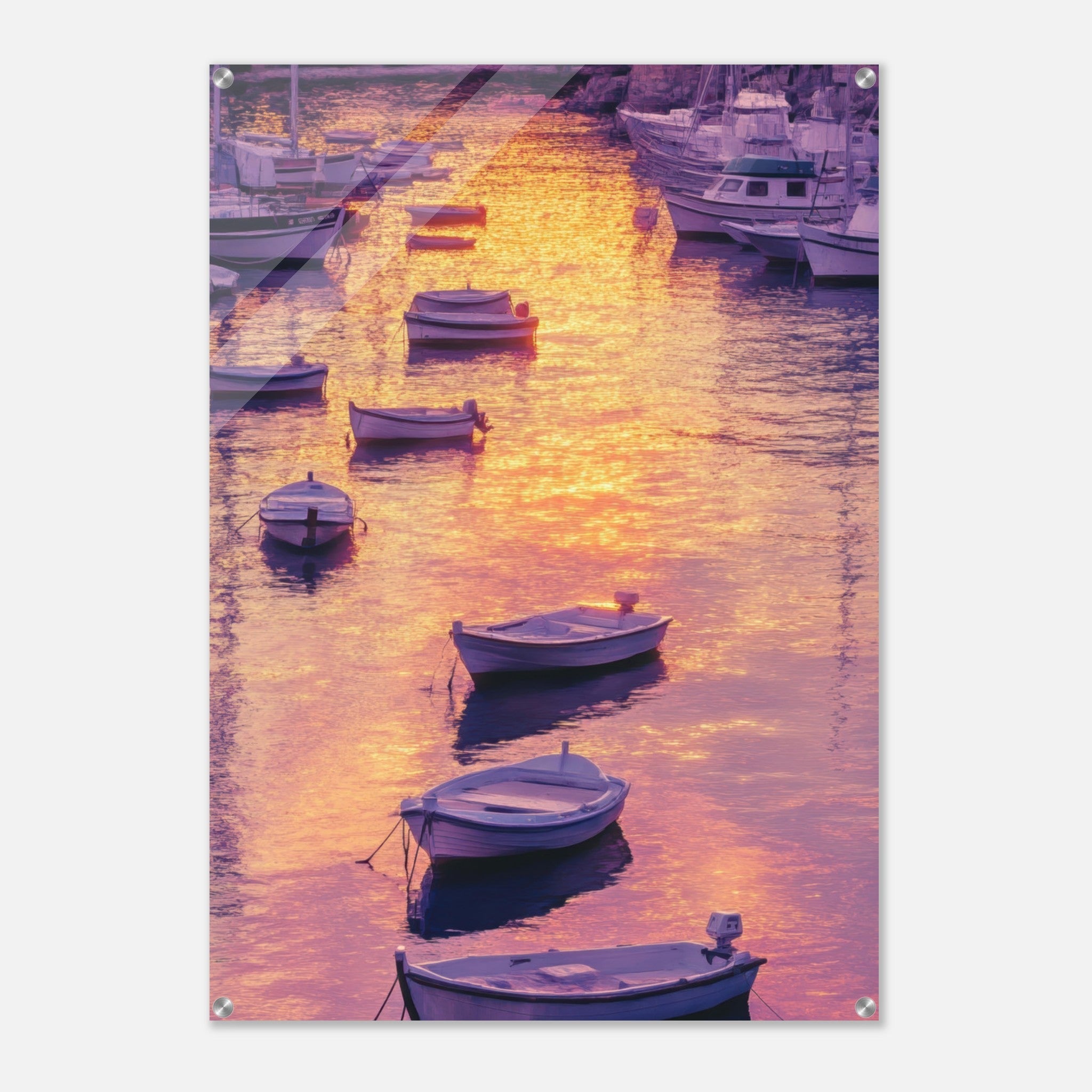 Acrylic Print Portrait - Boats at Dusk A harbor filled with gently rocky 4 - Shop Ai Art WebShop - Digital Art online Store