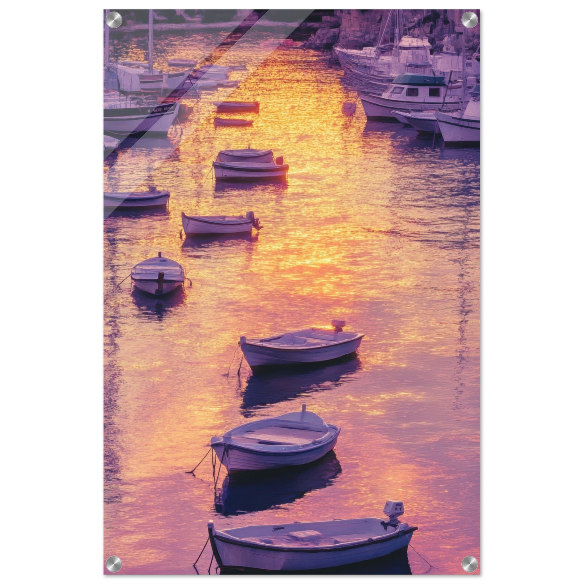 Acrylic Print Portrait - Boats at Dusk A harbor filled with gently rocky 4 - Shop Ai Art WebShop - Digital Art online Store