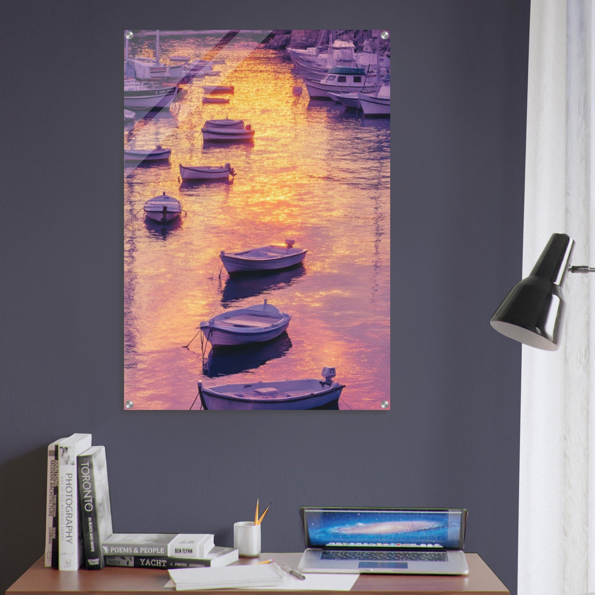 Acrylic Print Portrait - Boats at Dusk A harbor filled with gently rocky 4 - Shop Ai Art WebShop - Digital Art online Store
