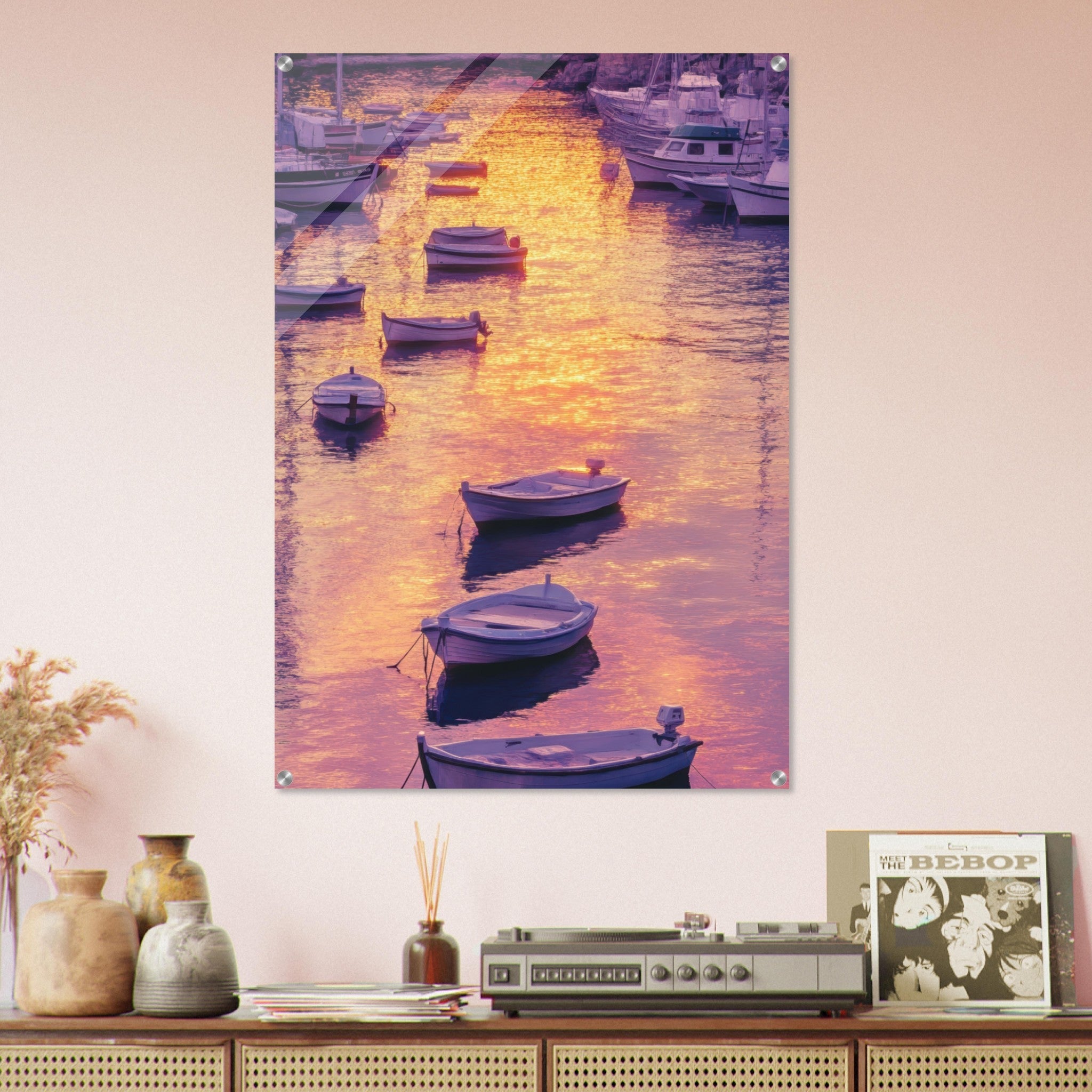 Acrylic Print Portrait - Boats at Dusk A harbor filled with gently rocky 4 - Shop Ai Art WebShop - Digital Art online Store