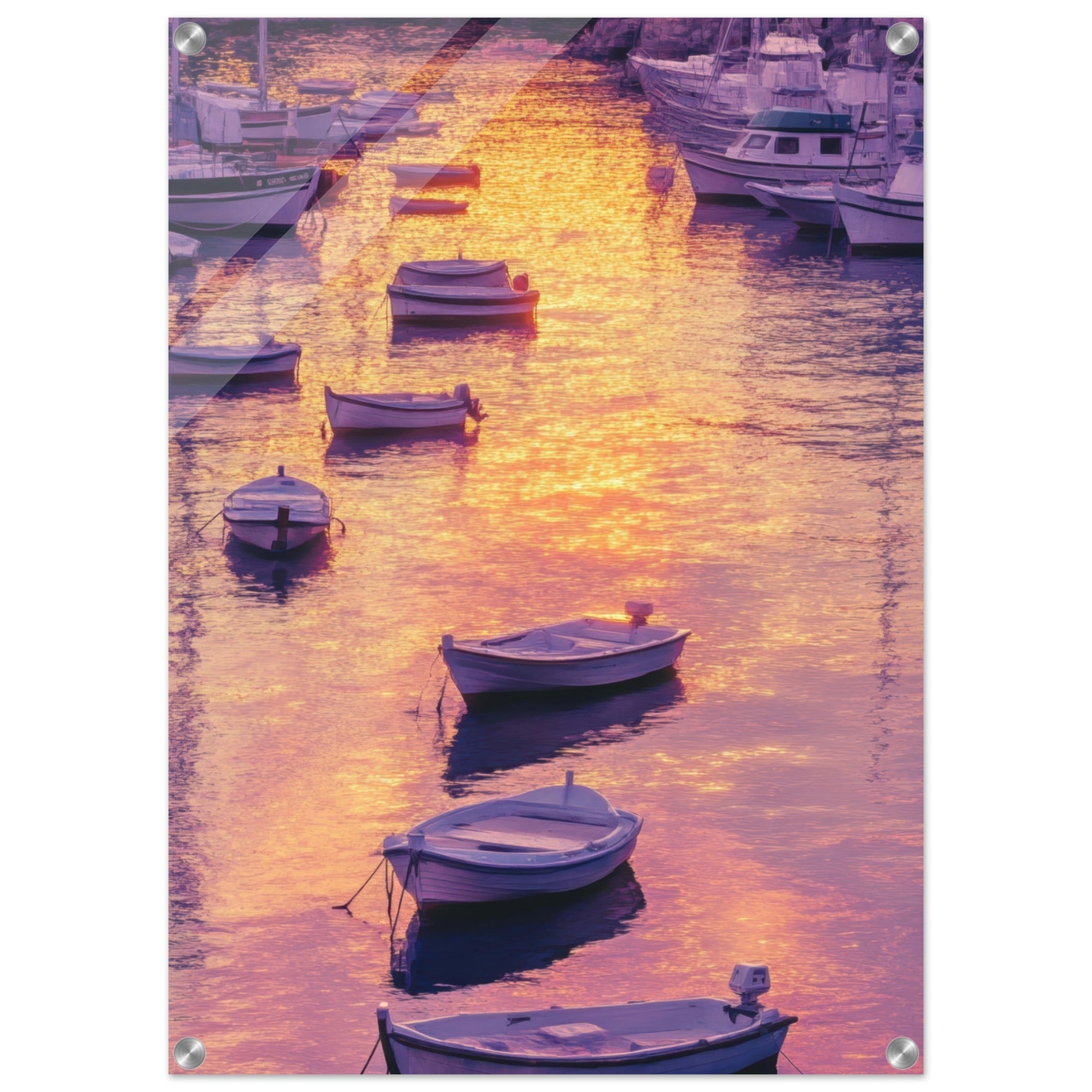 Acrylic Print Portrait - Boats at Dusk A harbor filled with gently rocky 4 - Shop Ai Art WebShop - Digital Art online Store