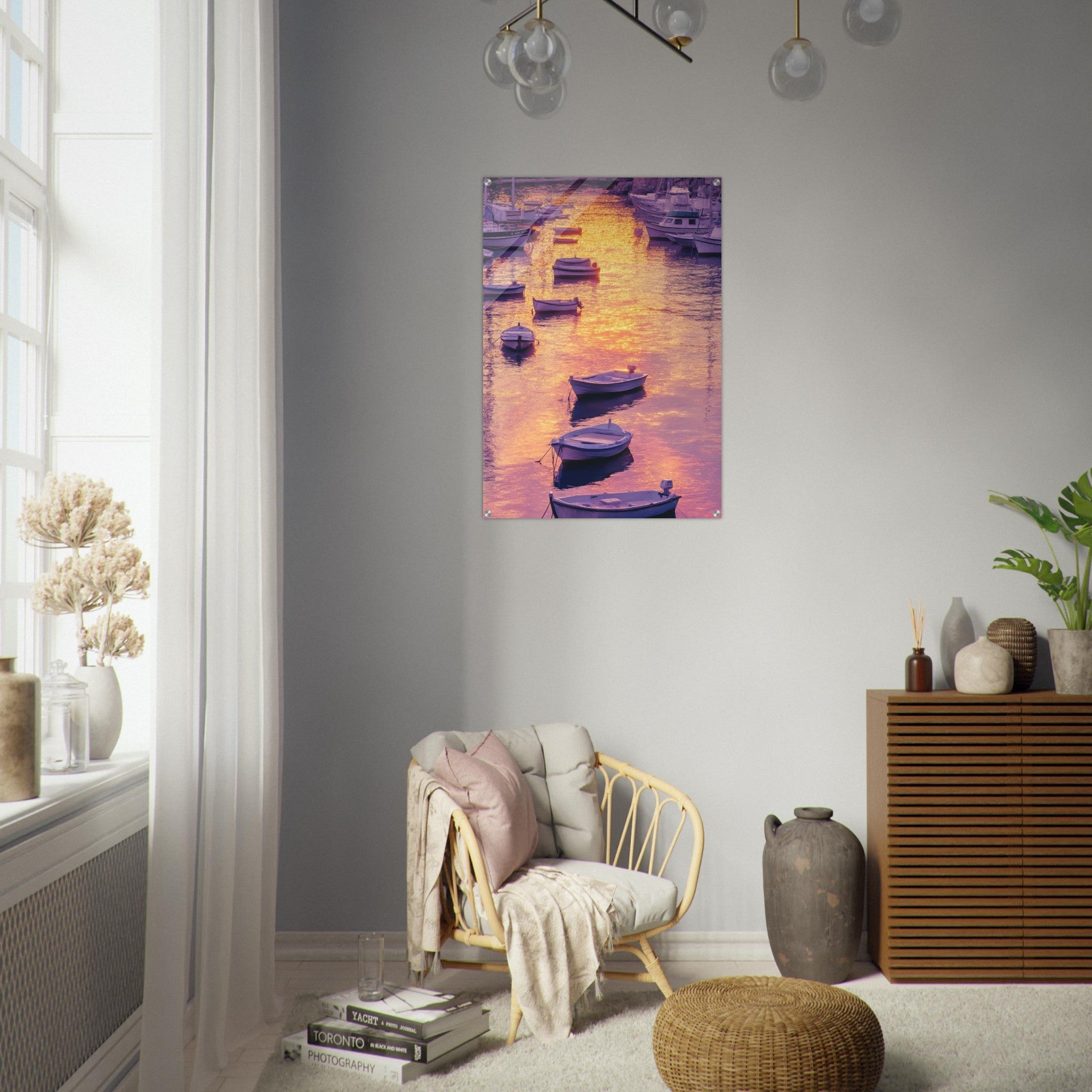 Acrylic Print Portrait - Boats at Dusk A harbor filled with gently rocky 4 - Shop Ai Art WebShop - Digital Art online Store