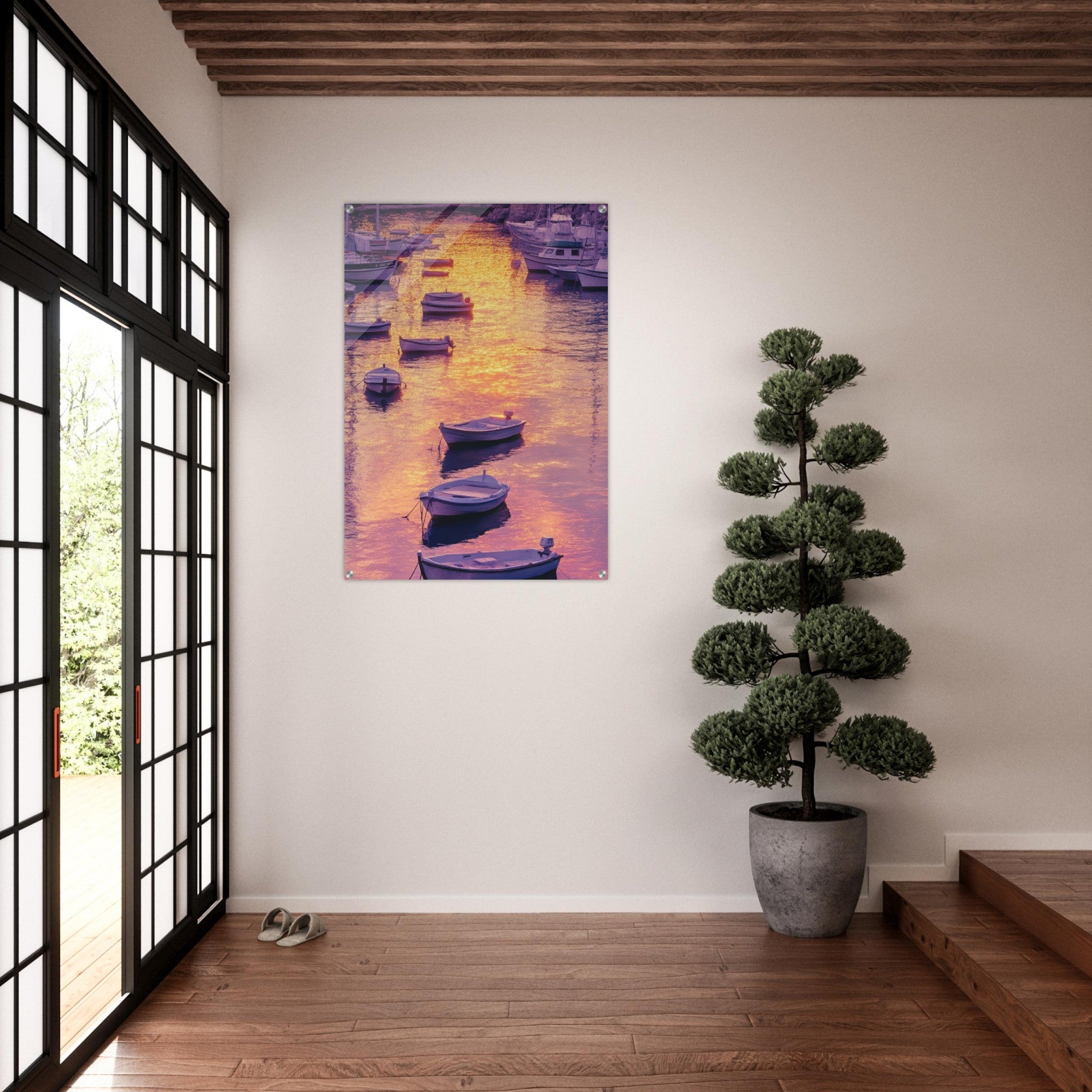 Acrylic Print Portrait - Boats at Dusk A harbor filled with gently rocky 4 - Shop Ai Art WebShop - Digital Art online Store