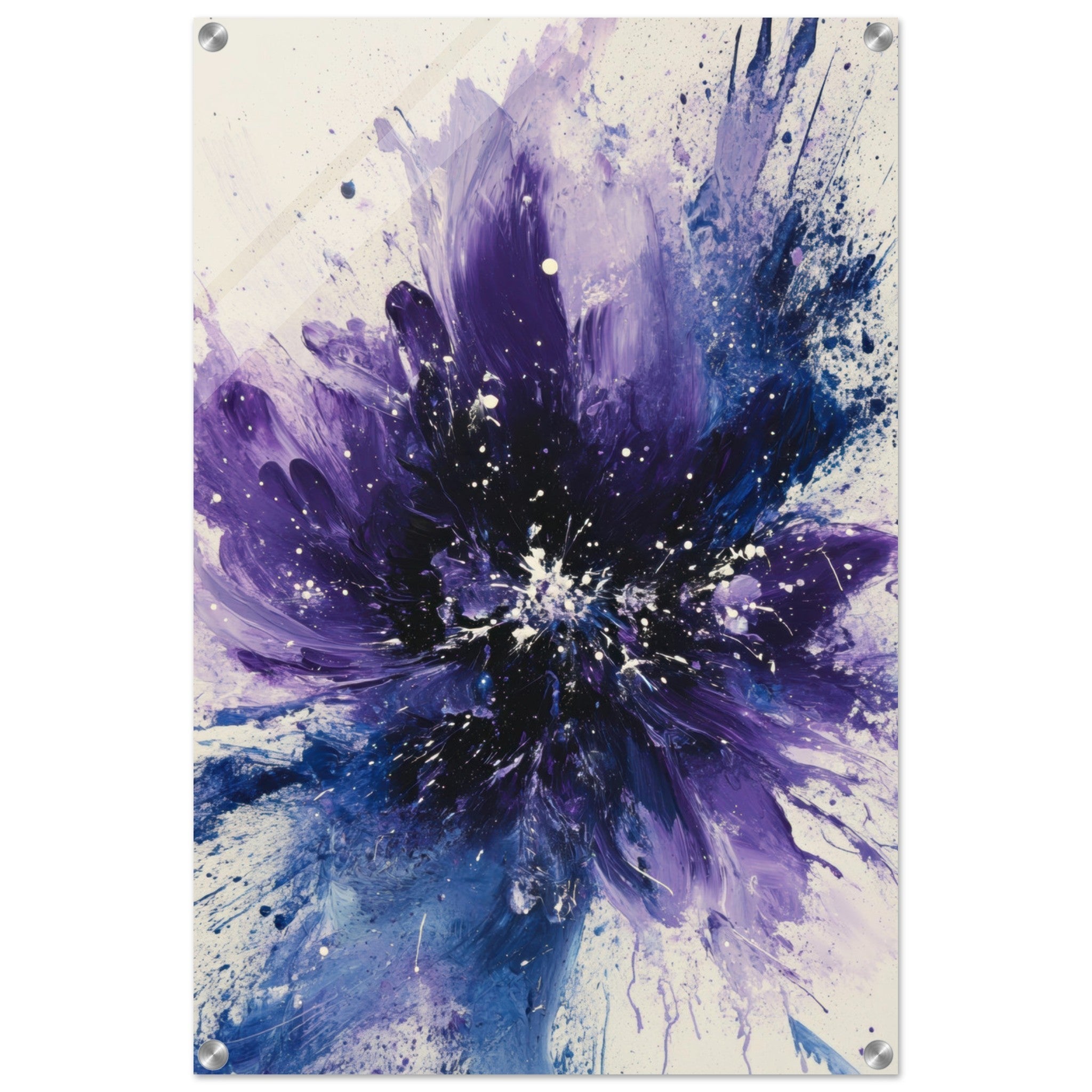 Acrylic Print Portrait - Cosmic Bloom An abstract explosion of deep purple - Shop Ai Art WebShop - Digital Art online Store