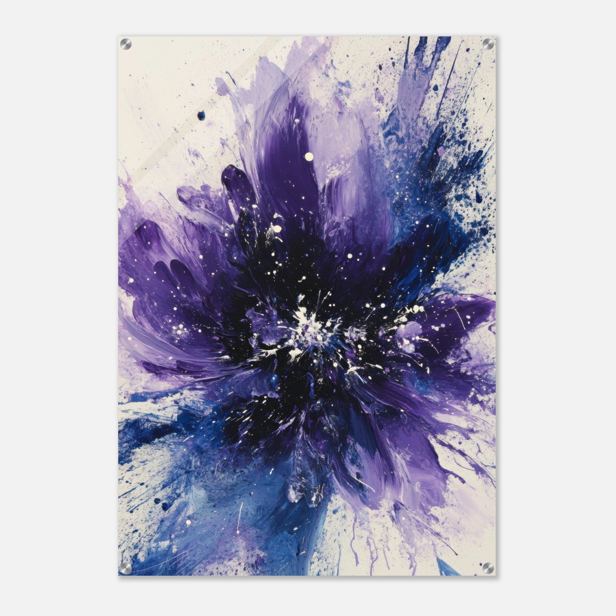 Acrylic Print Portrait - Cosmic Bloom An abstract explosion of deep purple - Shop Ai Art WebShop - Digital Art online Store