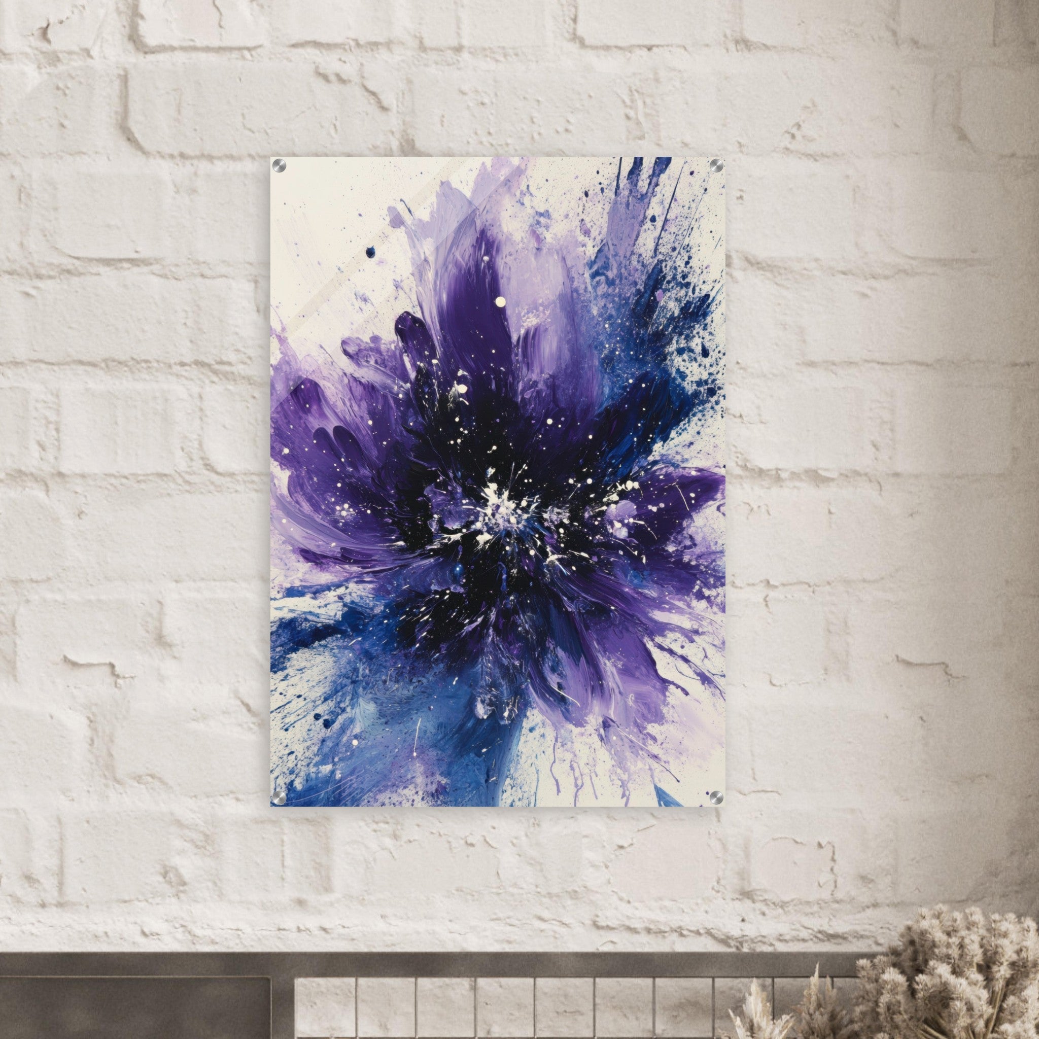 Acrylic Print Portrait - Cosmic Bloom An abstract explosion of deep purple - Shop Ai Art WebShop - Digital Art online Store