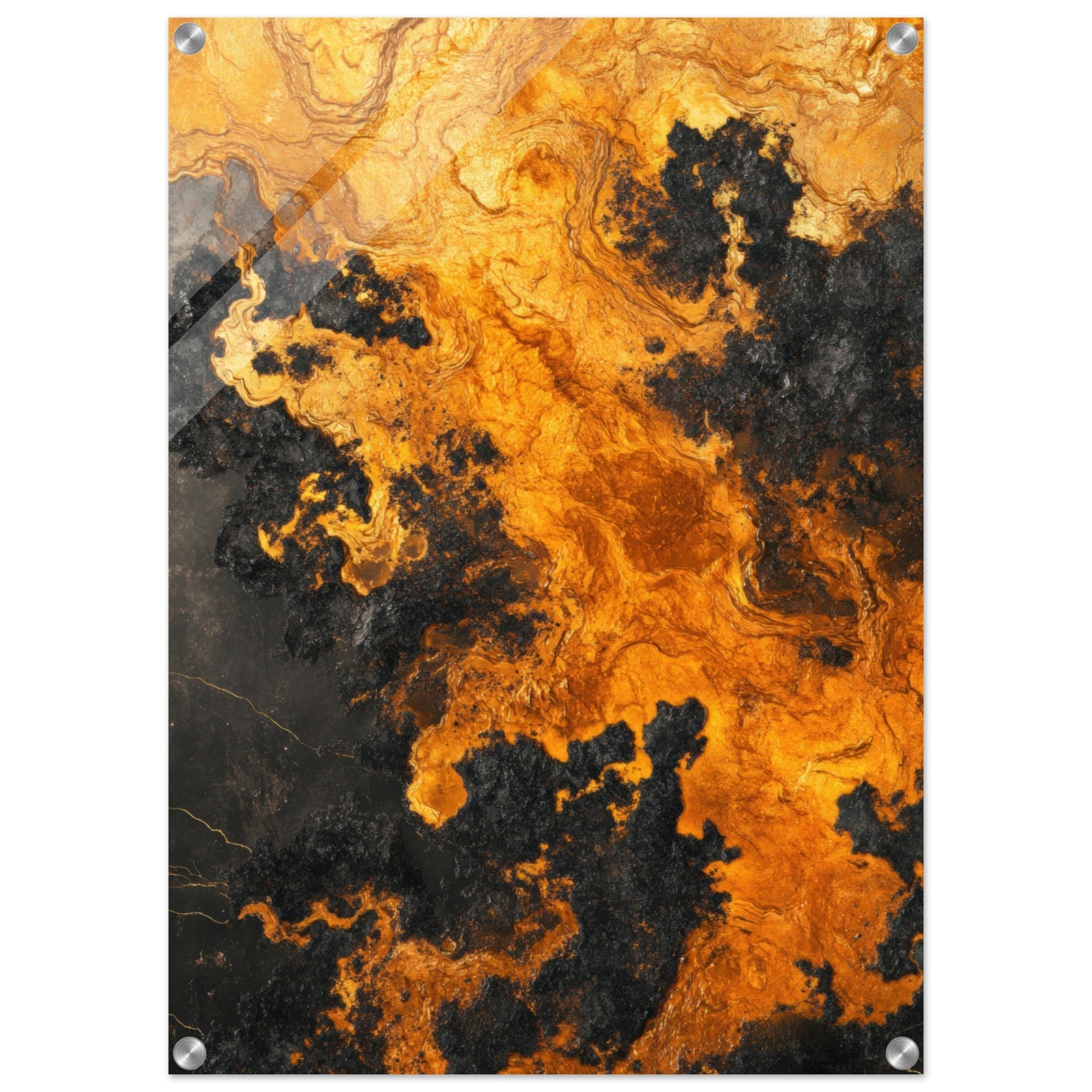 Acrylic Print Portrait - Ember Genesis A volatile burst of molten gold 2 - Ai Art Force