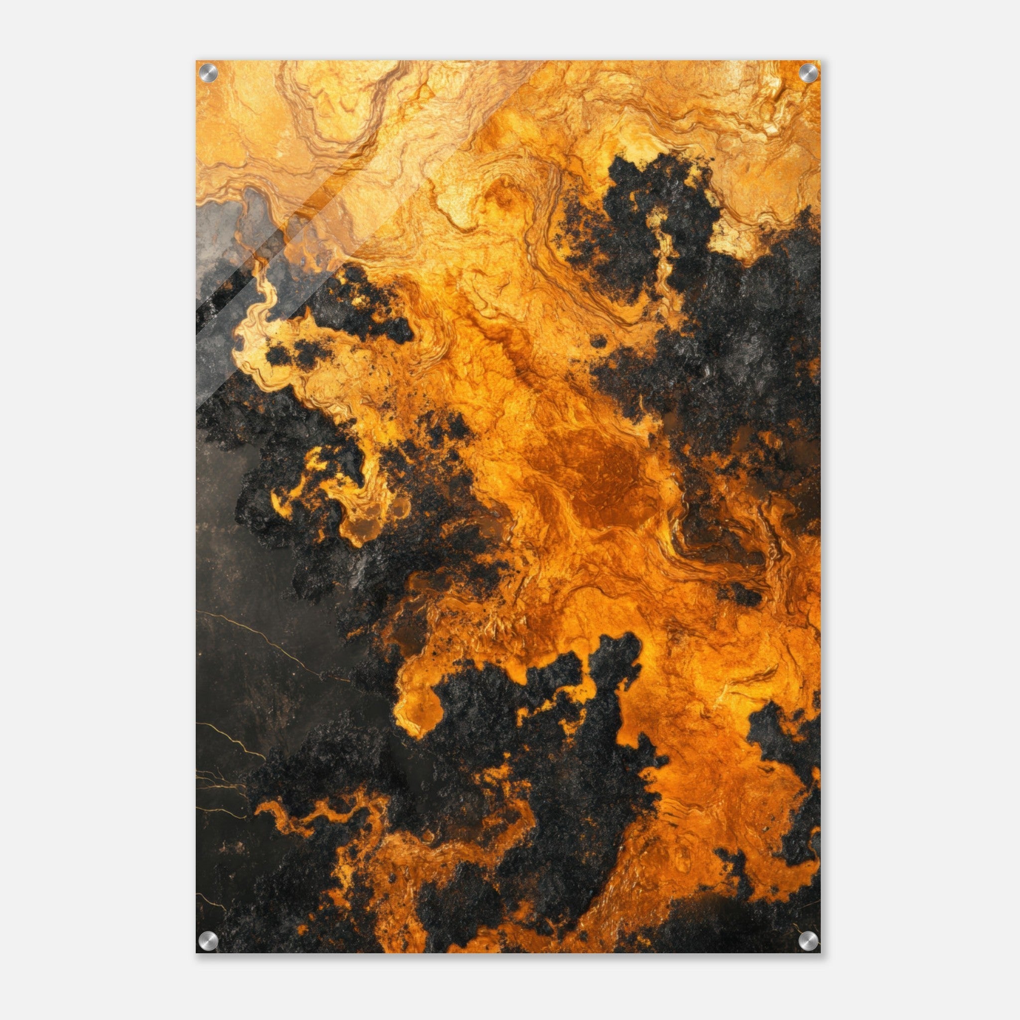 Acrylic Print Portrait - Ember Genesis A volatile burst of molten gold 2 - Ai Art Force