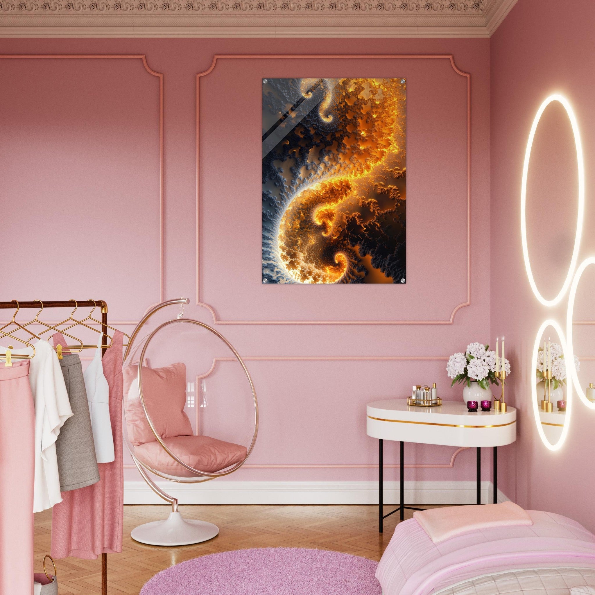 Acrylic Print Portrait - Ember Genesis A volatile burst of molten gold 5 - Ai Art Force