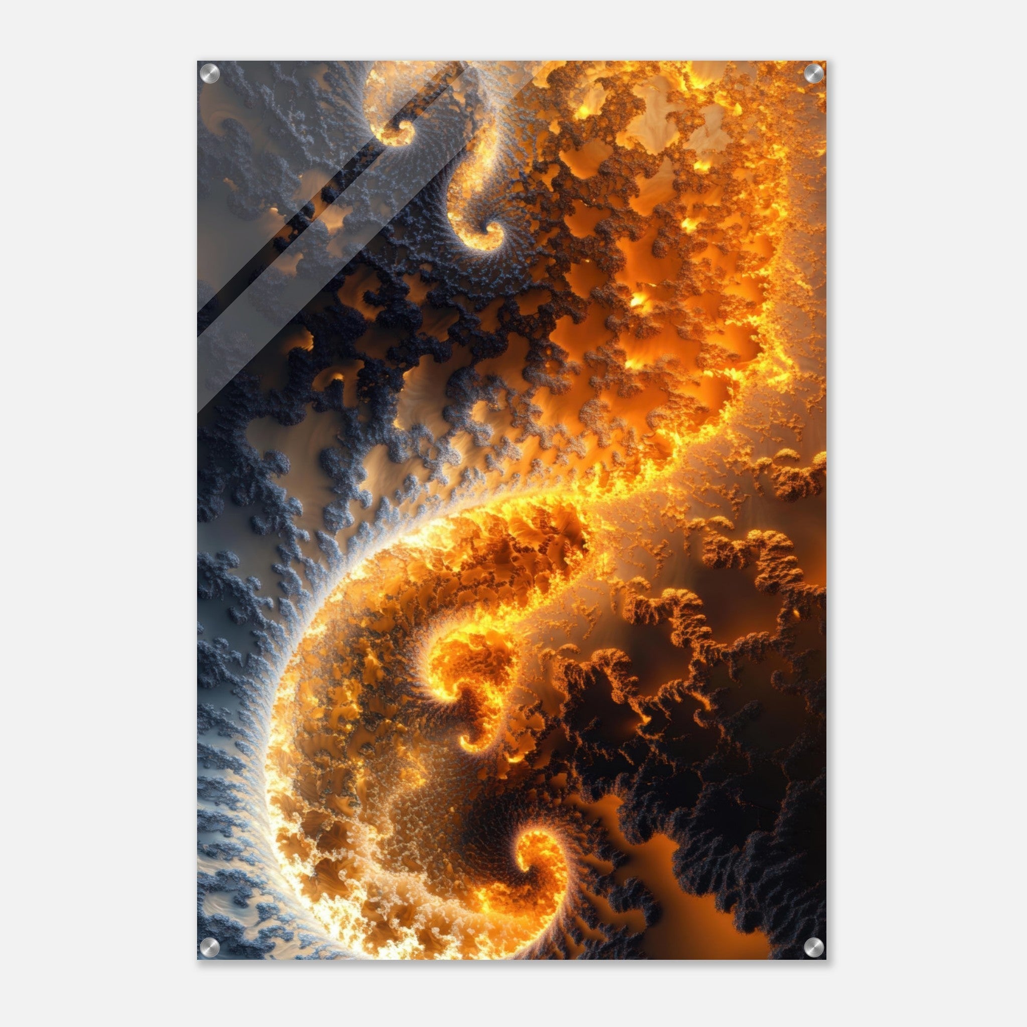 Acrylic Print Portrait - Ember Genesis A volatile burst of molten gold 5 - Ai Art Force