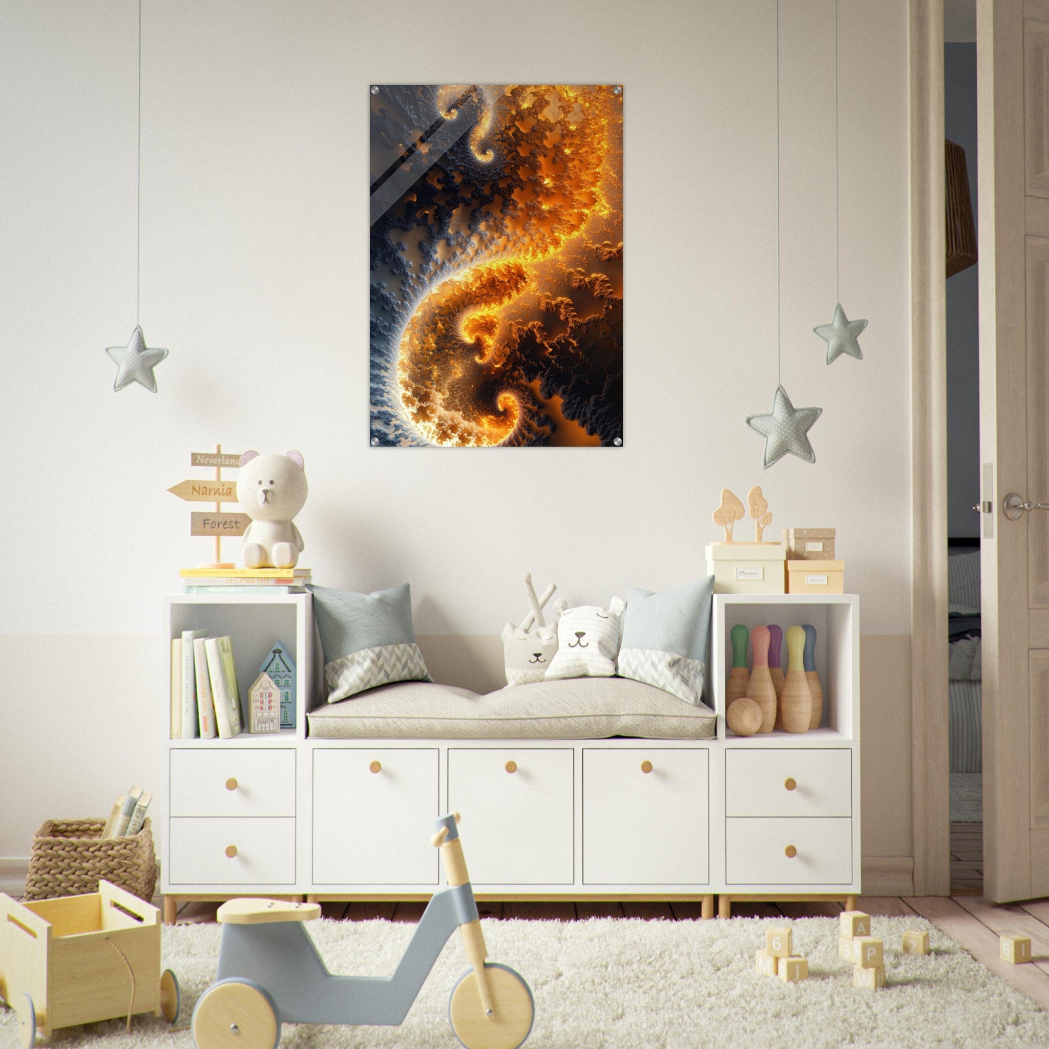 Acrylic Print Portrait - Ember Genesis A volatile burst of molten gold 5 - Ai Art Force