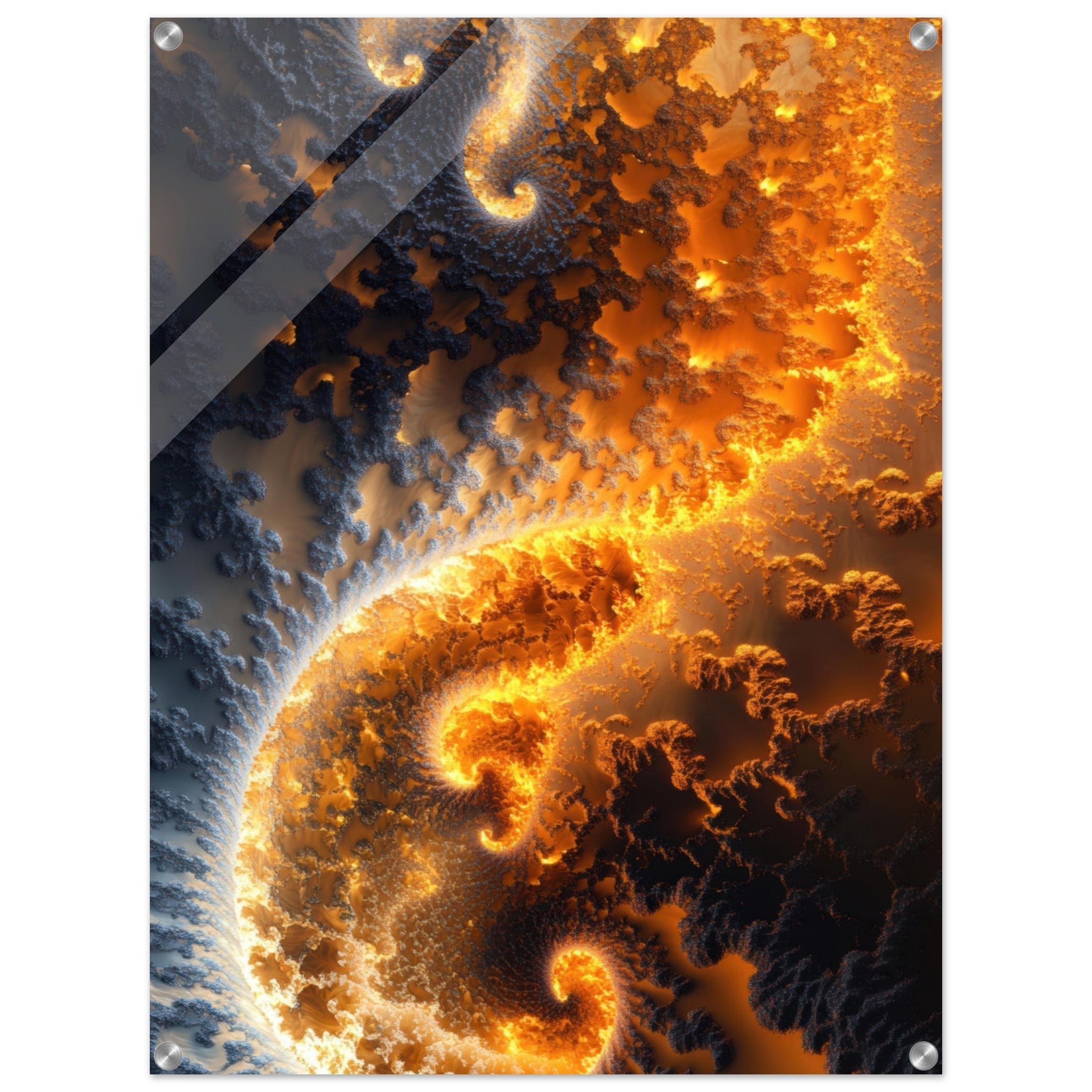 Acrylic Print Portrait - Ember Genesis A volatile burst of molten gold 5 - Ai Art Force