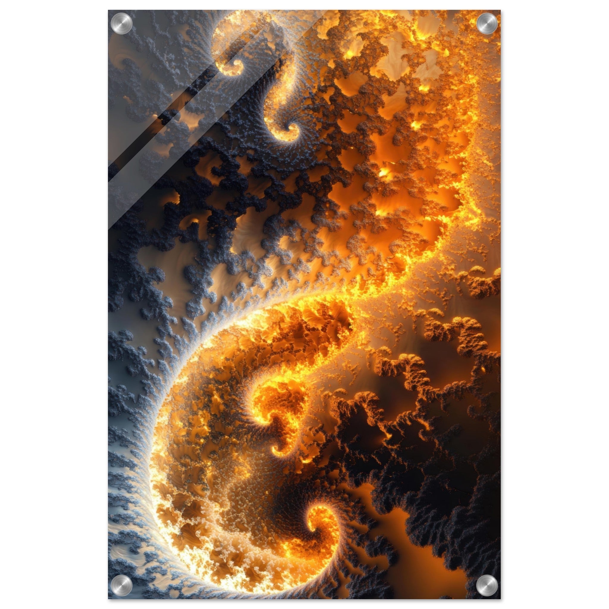 Acrylic Print Portrait - Ember Genesis A volatile burst of molten gold 5 - Ai Art Force