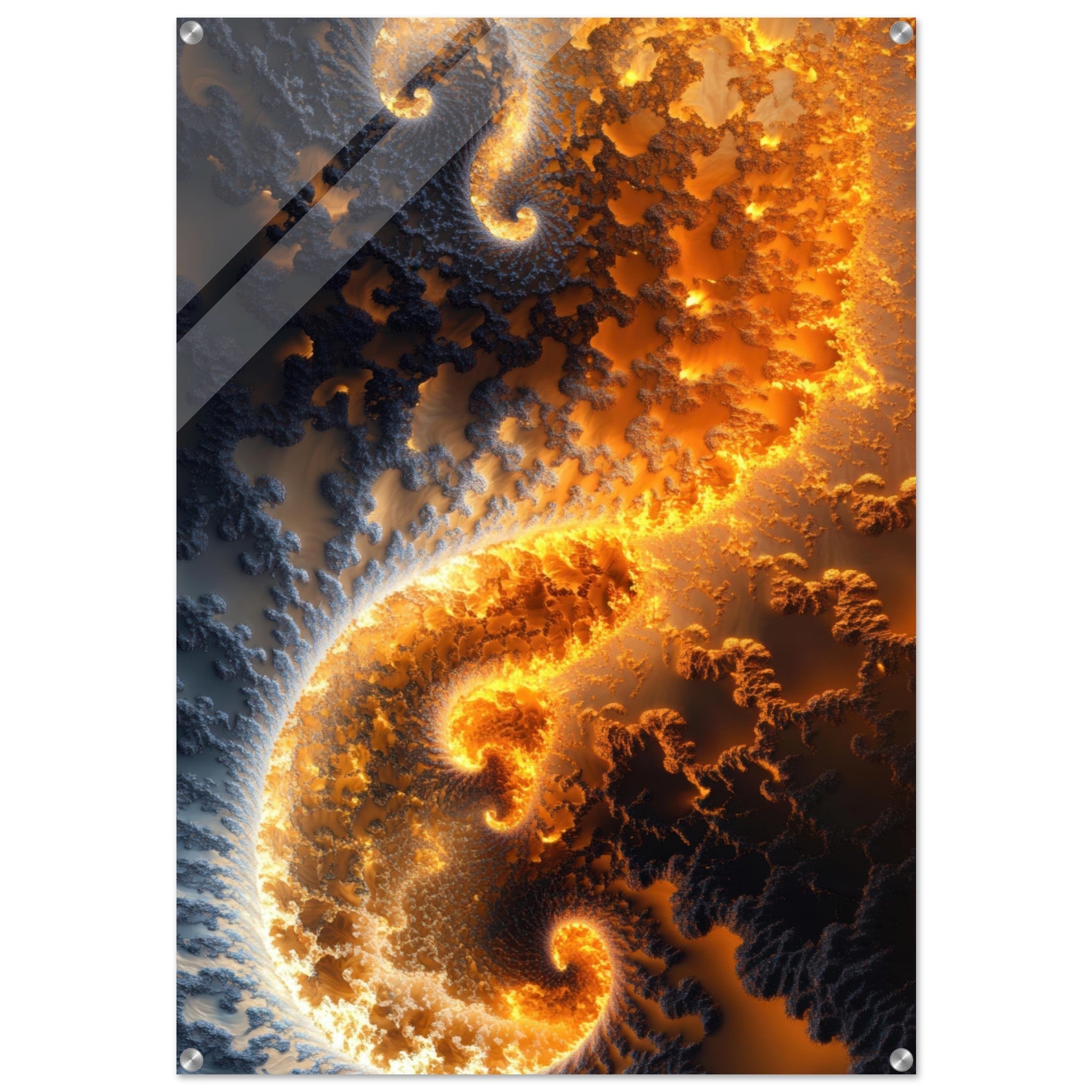 Acrylic Print Portrait - Ember Genesis A volatile burst of molten gold 5 - Ai Art Force