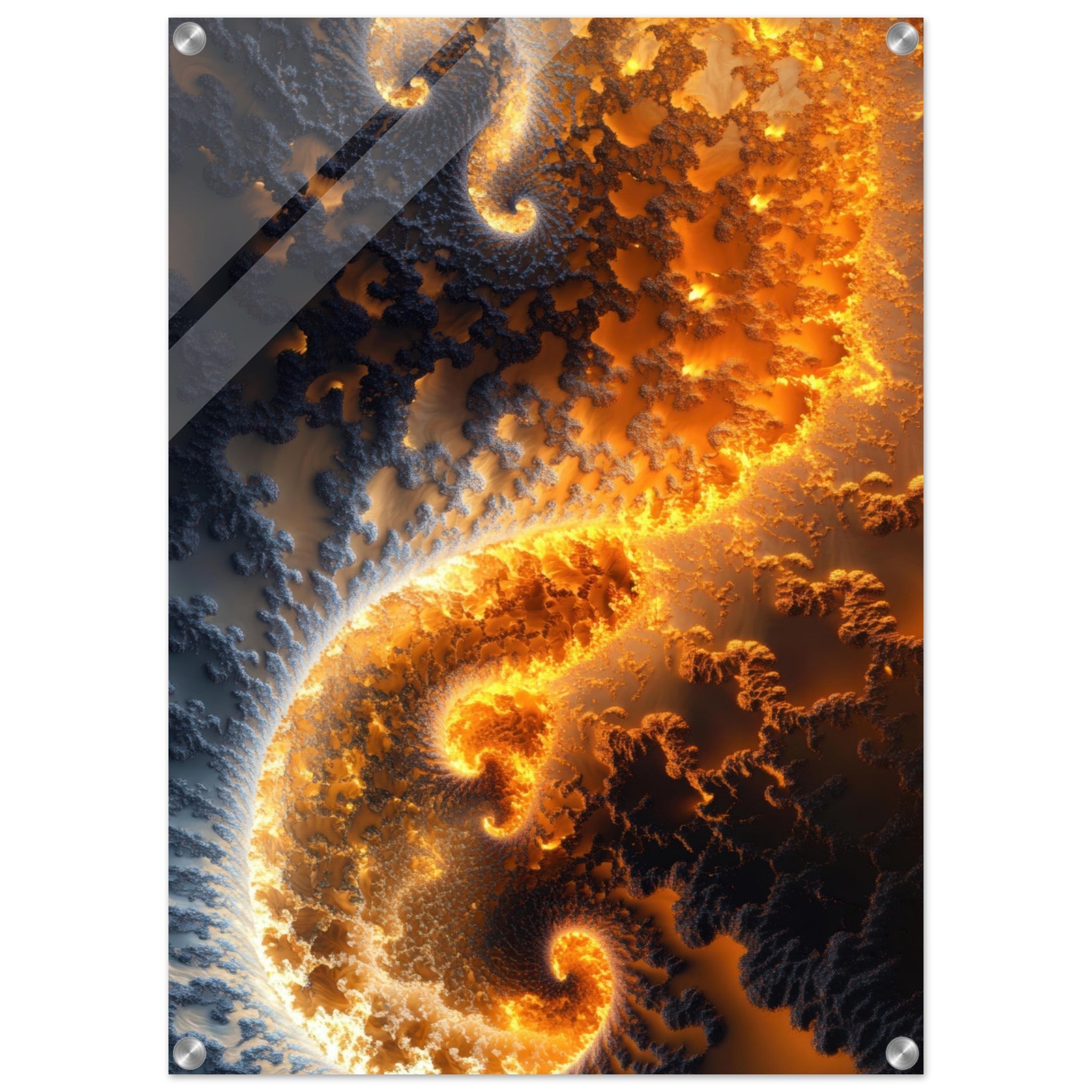 Acrylic Print Portrait - Ember Genesis A volatile burst of molten gold 5 - Ai Art Force