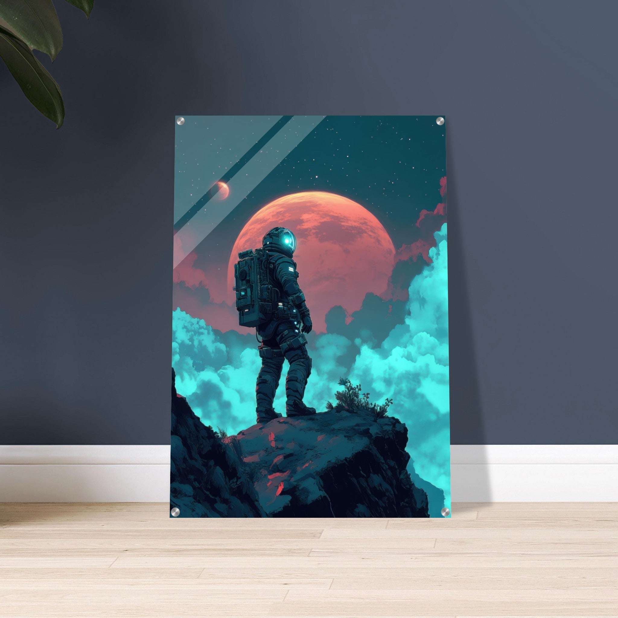 Acrylic Print Portrait - Galactic Explorer in Alien Desert A lone strong 3 - Shop Ai Art WebShop - Digital Art online Store