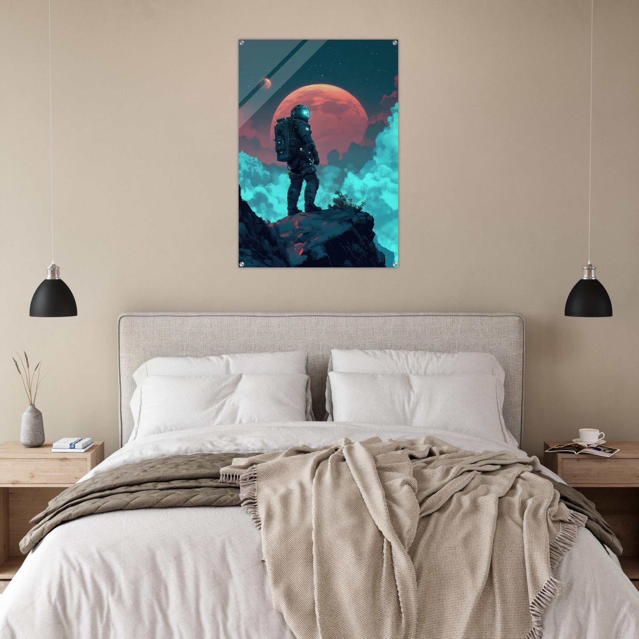 Acrylic Print Portrait - Galactic Explorer in Alien Desert A lone strong 3 - Shop Ai Art WebShop - Digital Art online Store