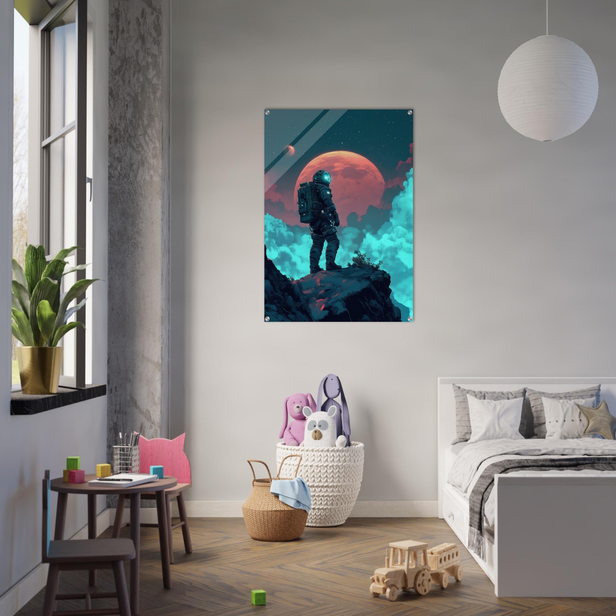 Acrylic Print Portrait - Galactic Explorer in Alien Desert A lone strong 3 - Shop Ai Art WebShop - Digital Art online Store