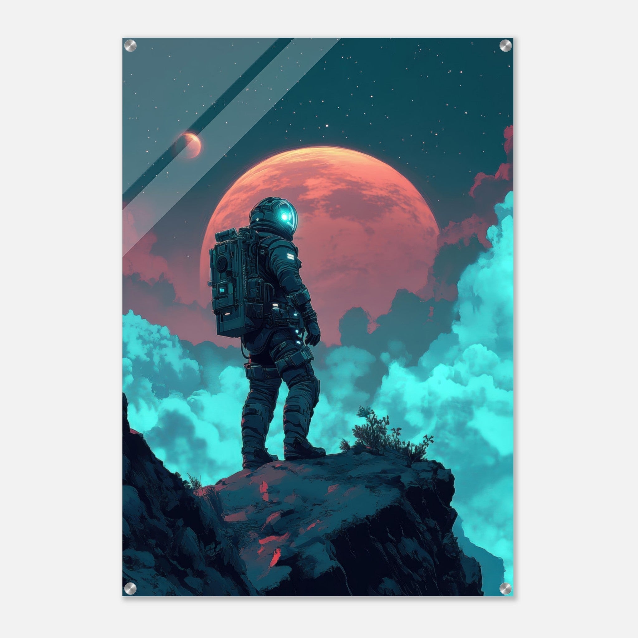 Acrylic Print Portrait - Galactic Explorer in Alien Desert A lone strong 3 - Shop Ai Art WebShop - Digital Art online Store