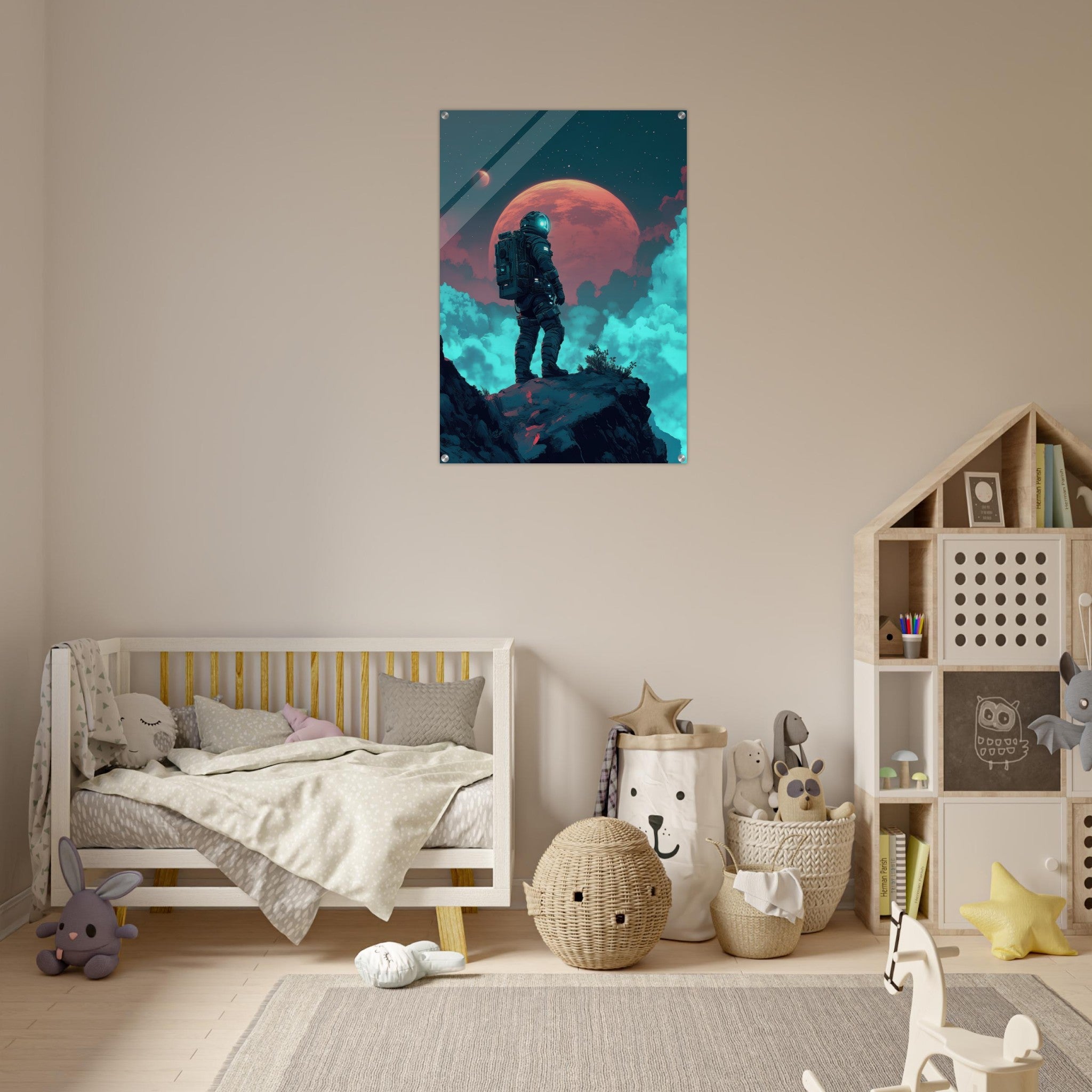 Acrylic Print Portrait - Galactic Explorer in Alien Desert A lone strong 3 - Shop Ai Art WebShop - Digital Art online Store