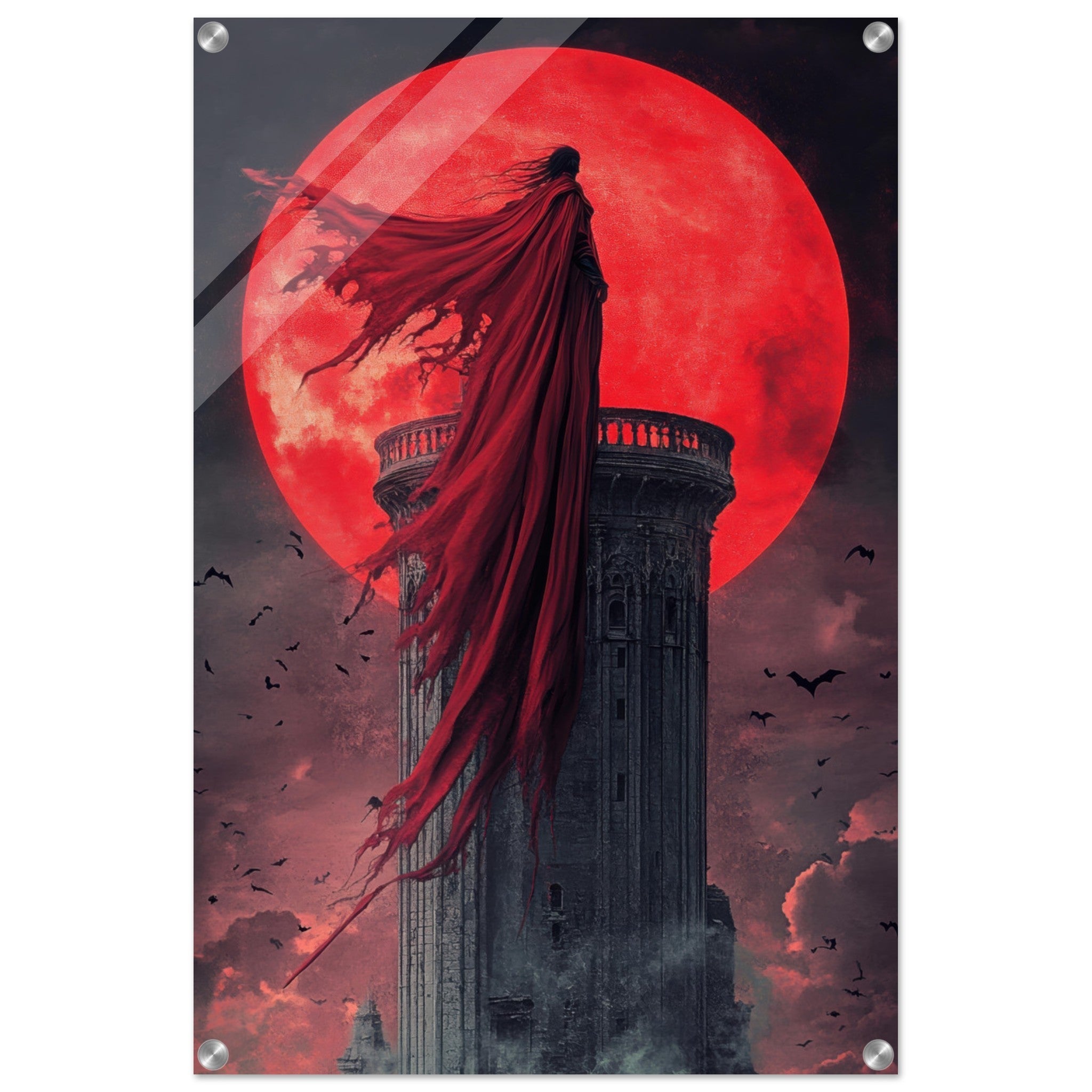 Acrylic Print Portrait - Gothic Vampire Sorcerer in a Moonlit Castle 6 - Ai Art Force