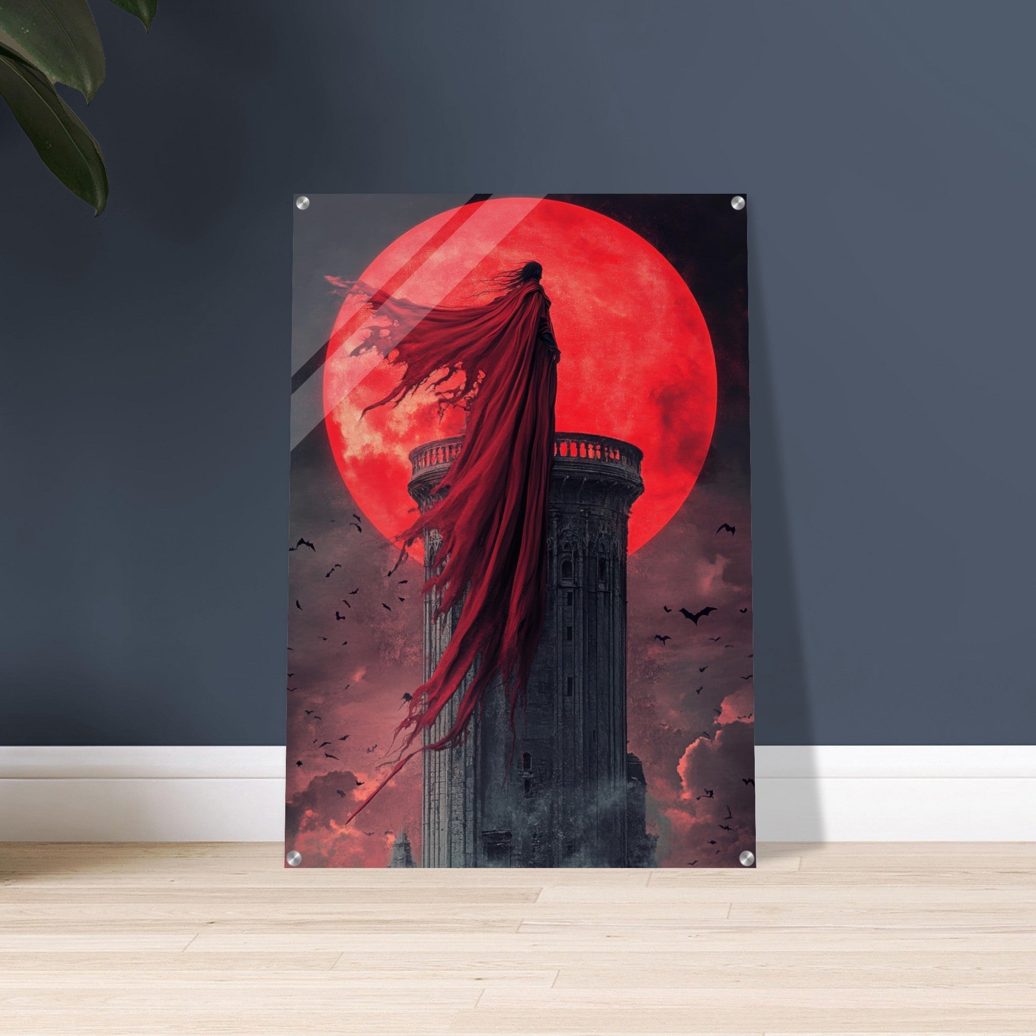 Acrylic Print Portrait - Gothic Vampire Sorcerer in a Moonlit Castle 6 - Ai Art Force