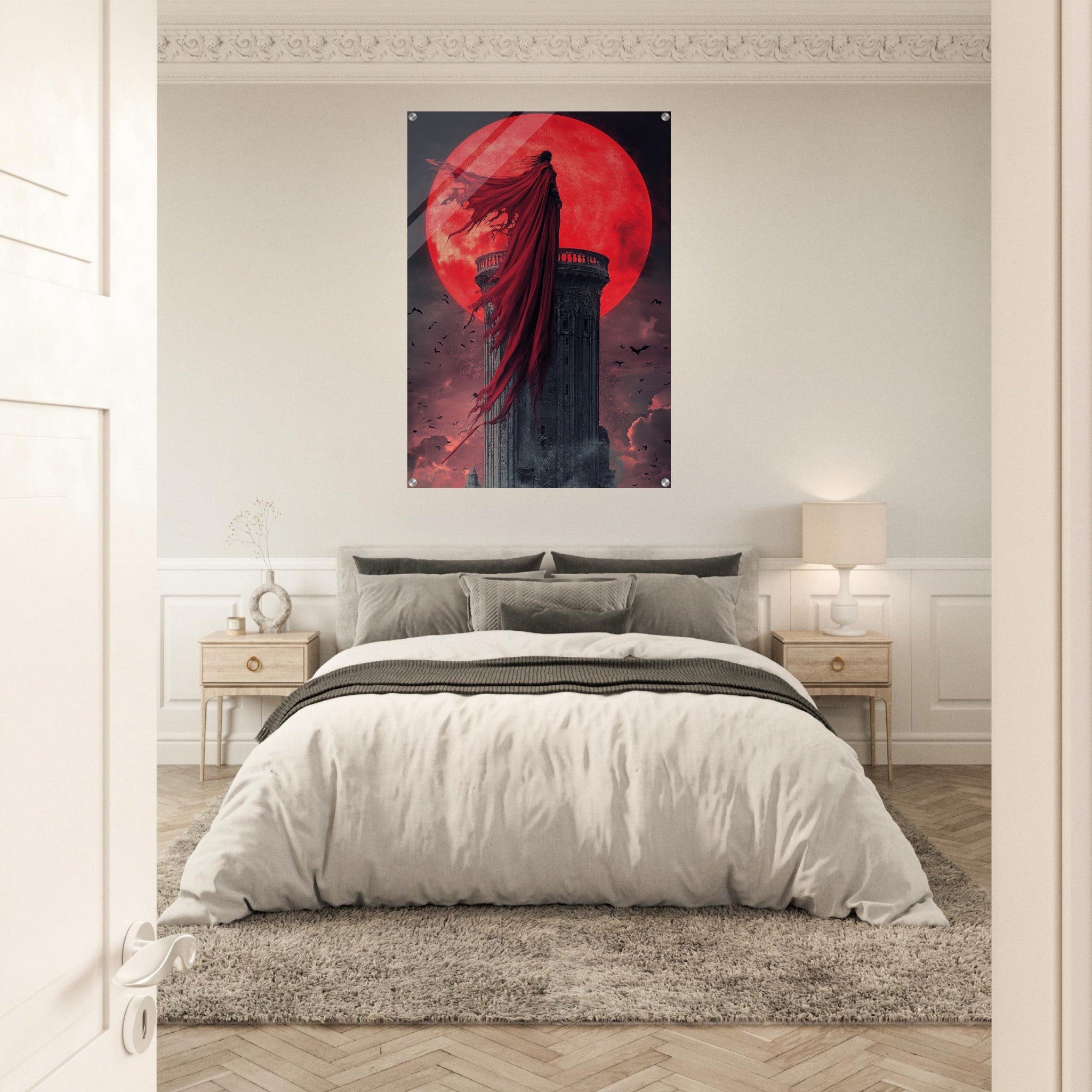 Acrylic Print Portrait - Gothic Vampire Sorcerer in a Moonlit Castle 6 - Ai Art Force