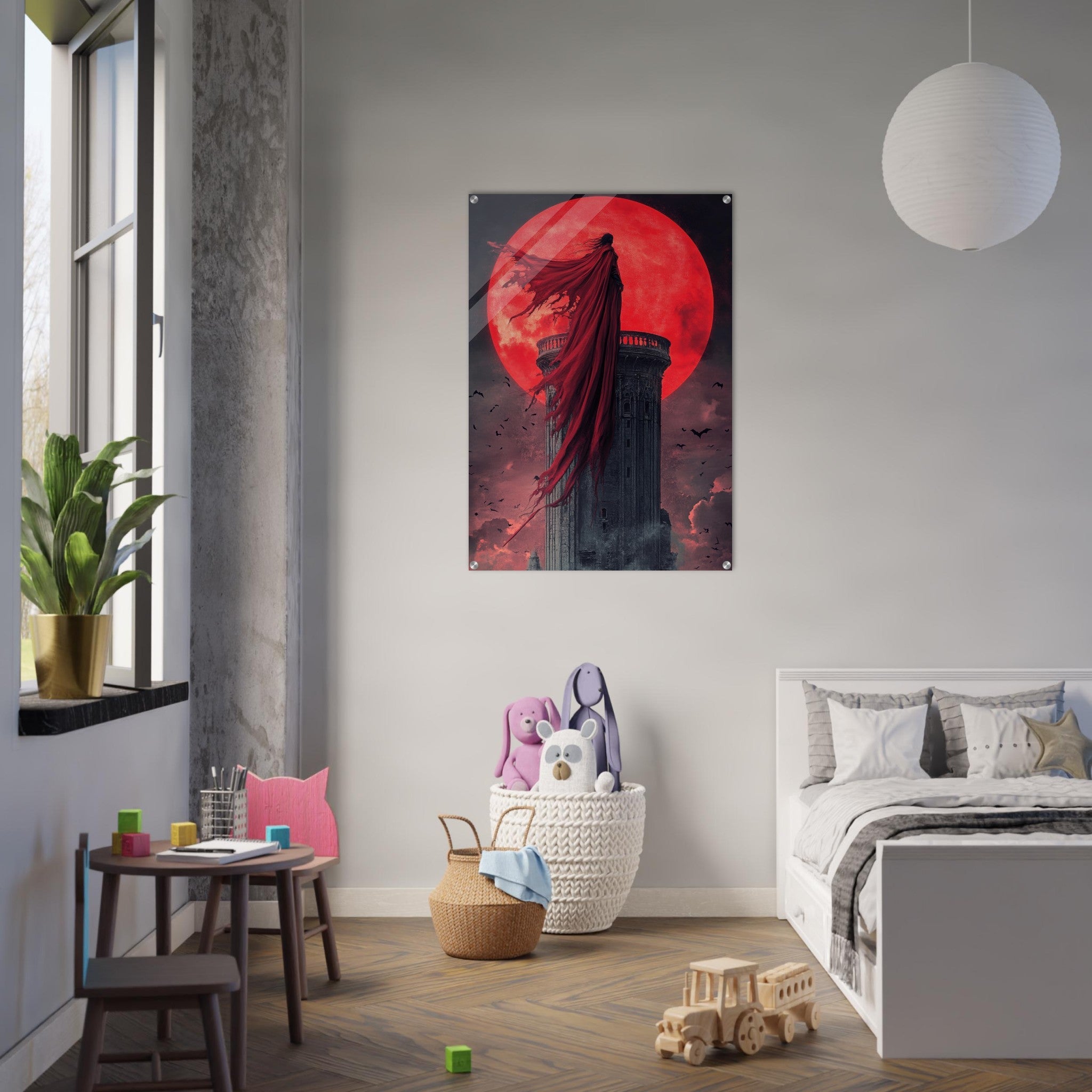 Acrylic Print Portrait - Gothic Vampire Sorcerer in a Moonlit Castle 6 - Ai Art Force