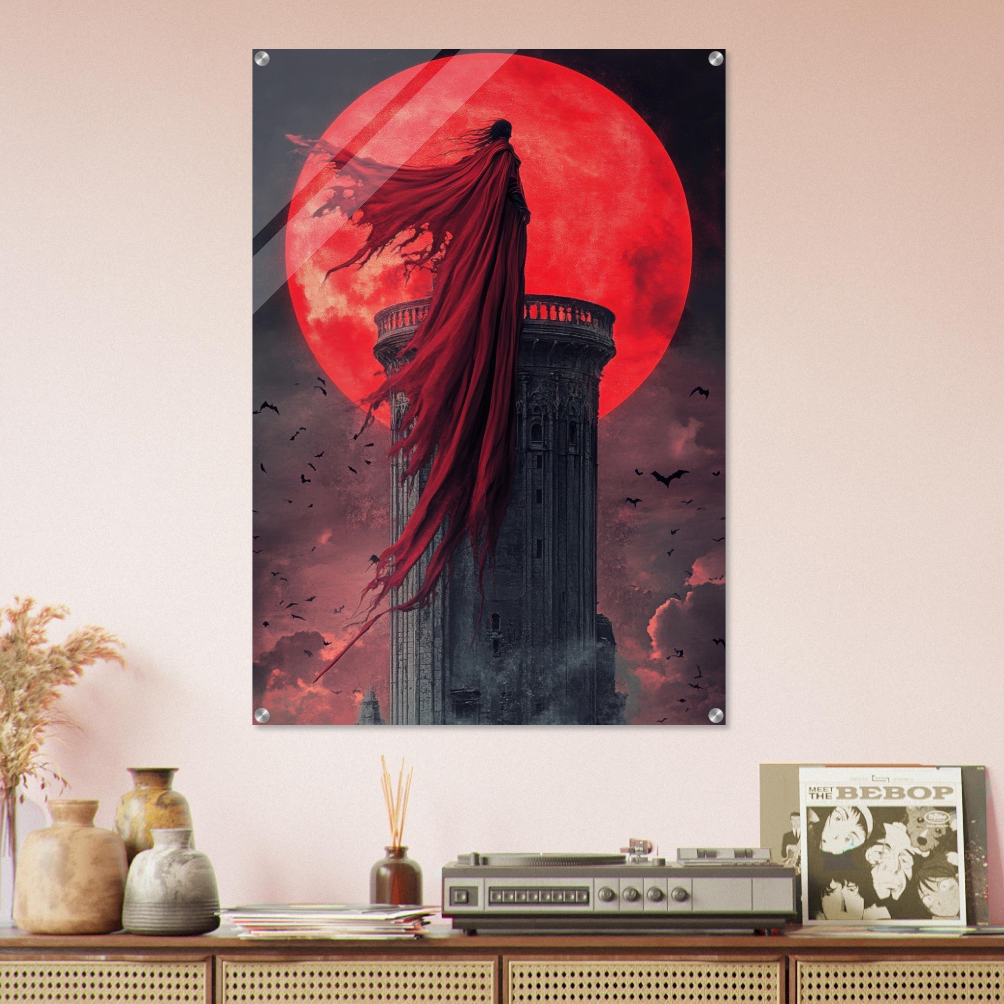 Acrylic Print Portrait - Gothic Vampire Sorcerer in a Moonlit Castle 6 - Ai Art Force