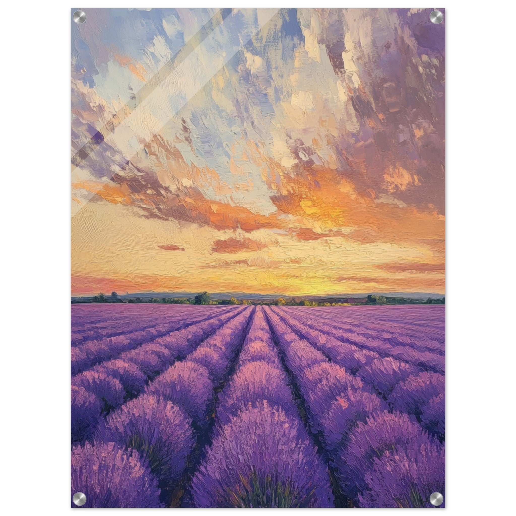 Acrylic Print Portrait - Lavender Fields at Sunset A mesmerizing view - Shop Ai Art WebShop - Digital Art online Store