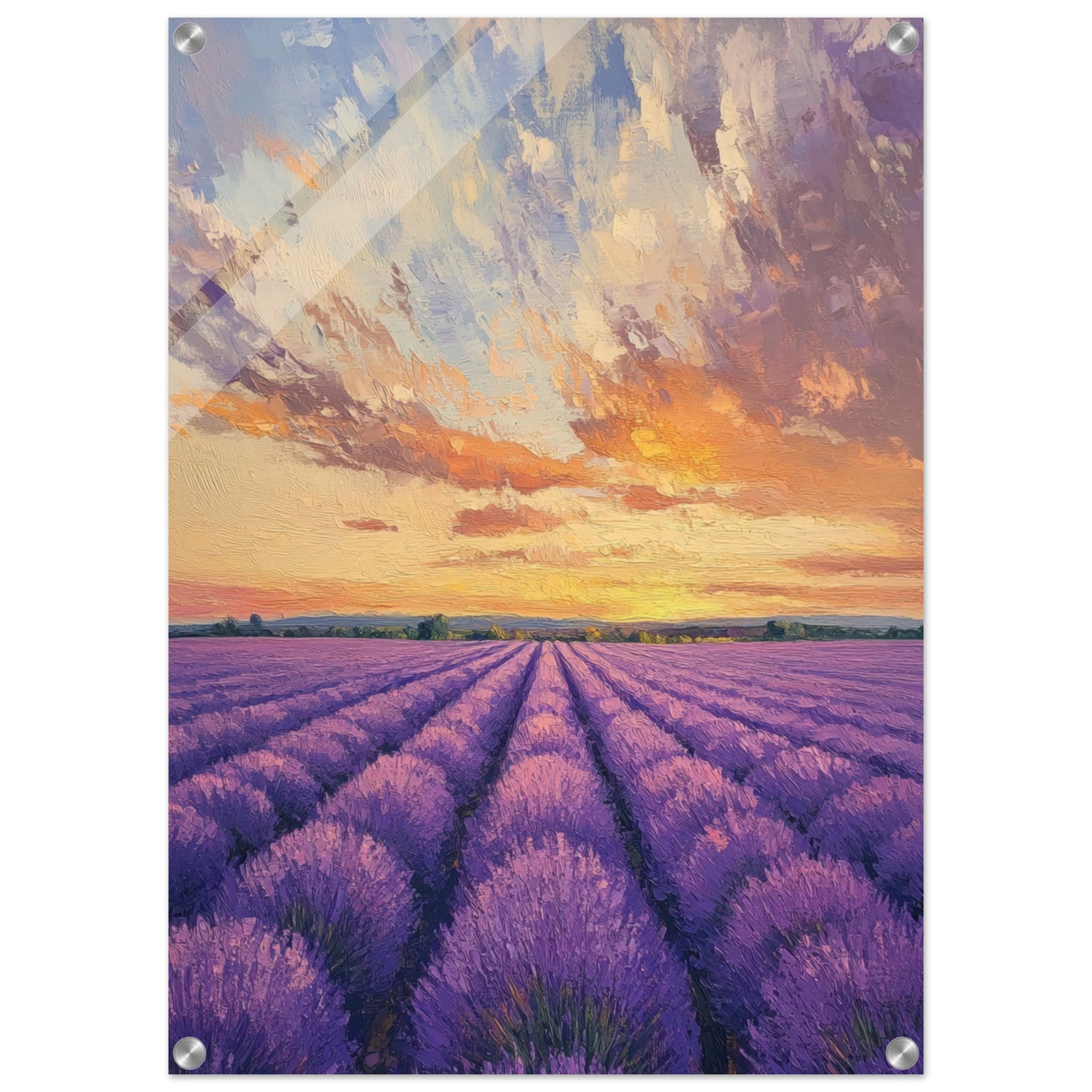 Acrylic Print Portrait - Lavender Fields at Sunset A mesmerizing view - Shop Ai Art WebShop - Digital Art online Store