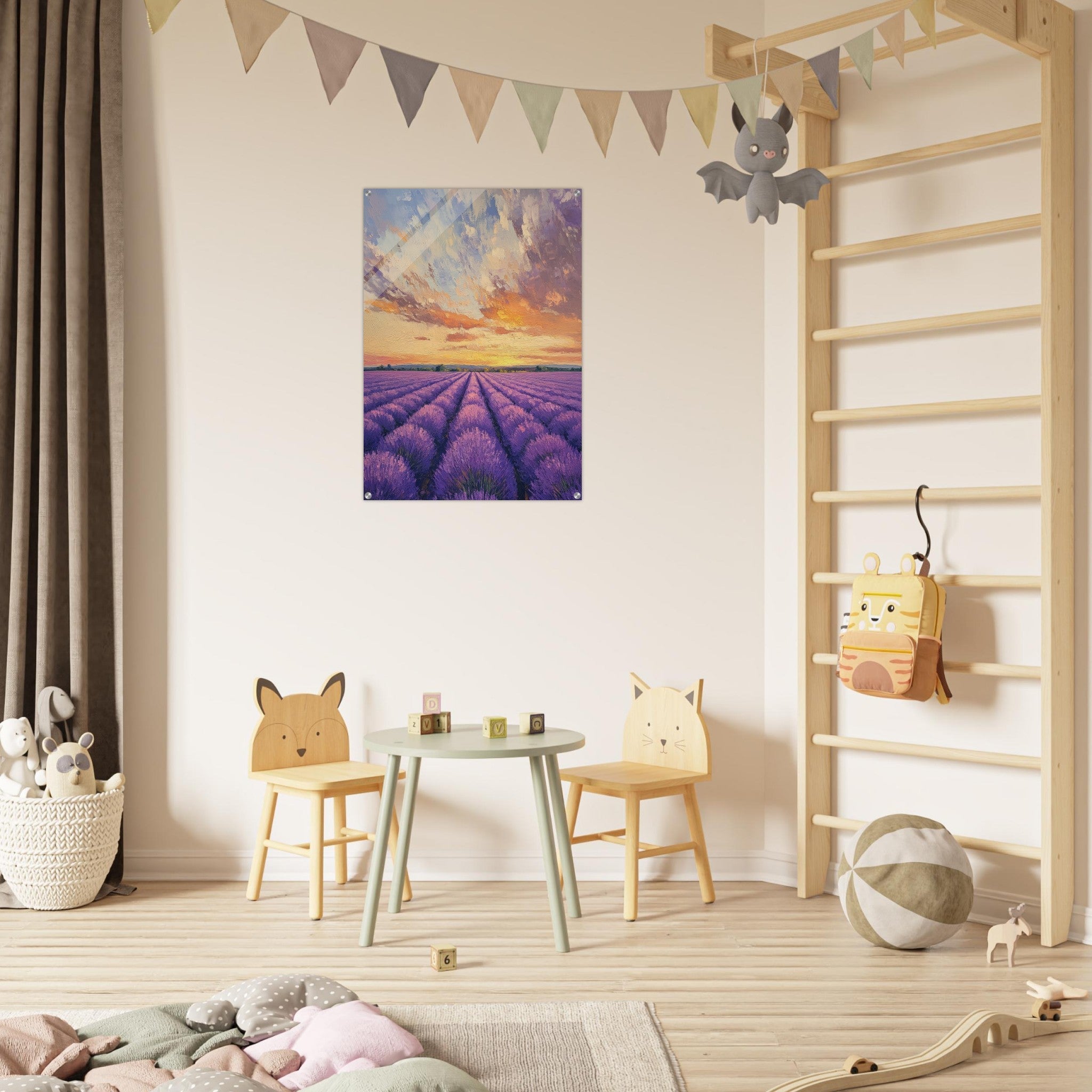 Acrylic Print Portrait - Lavender Fields at Sunset A mesmerizing view - Shop Ai Art WebShop - Digital Art online Store