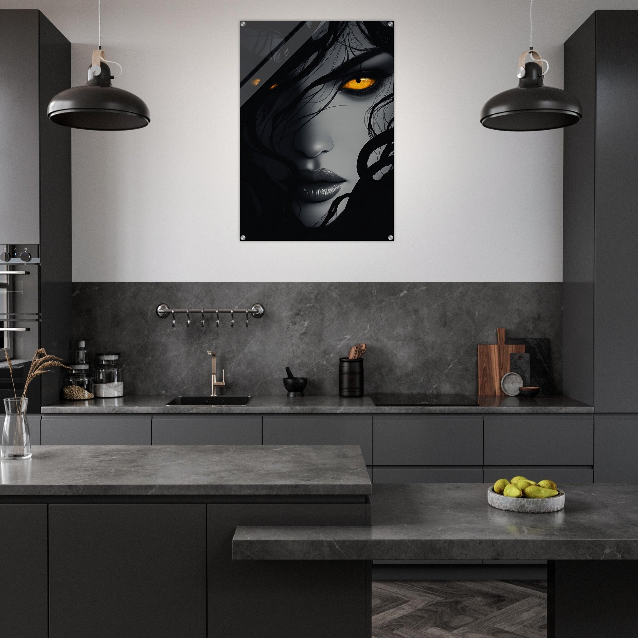 Acrylic Print Portrait - Minimalist Medusas Gaze Minimalism Tight - Focus 2 - Shop Ai Art WebShop - Digital Art online Store