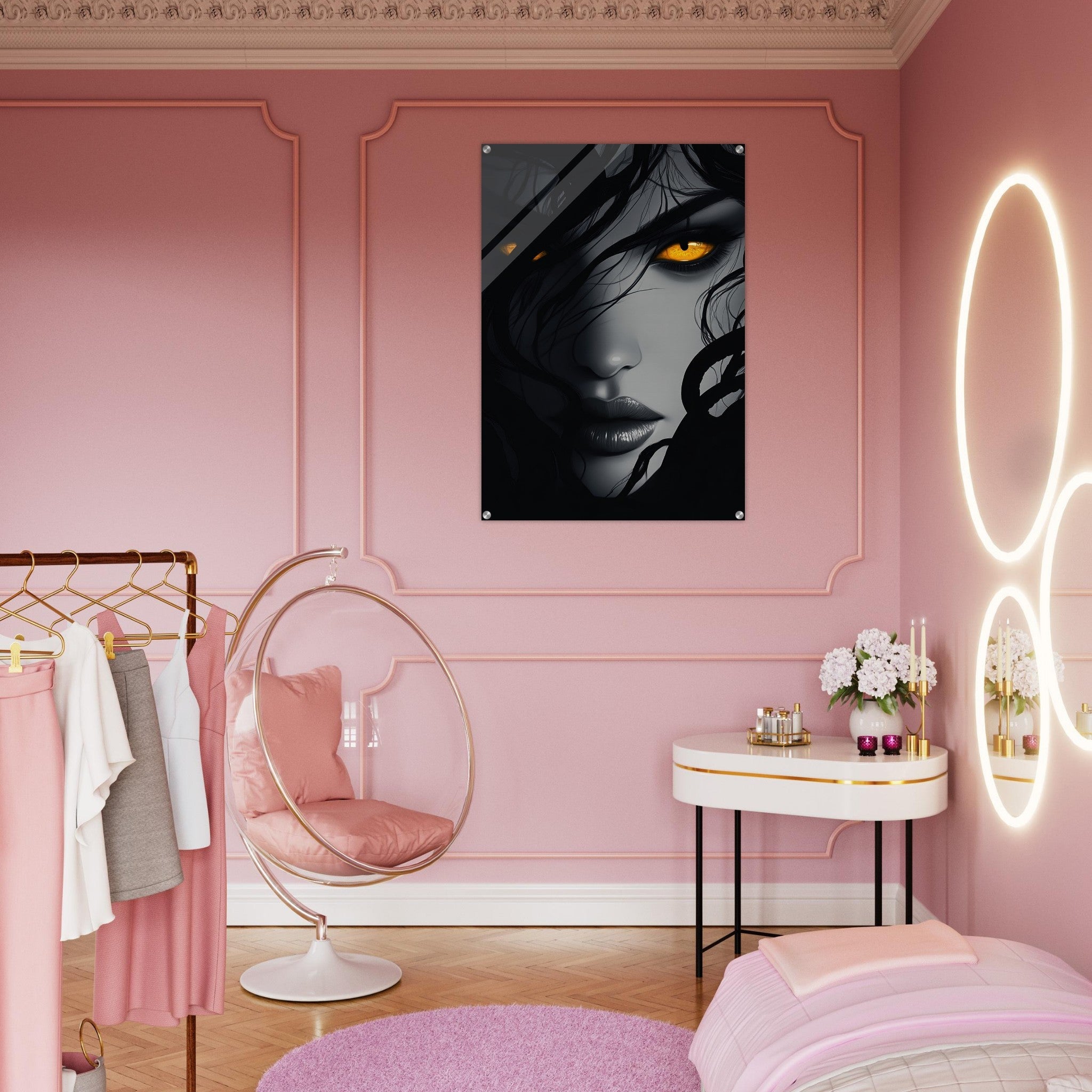 Acrylic Print Portrait - Minimalist Medusas Gaze Minimalism Tight - Focus 2 - Shop Ai Art WebShop - Digital Art online Store