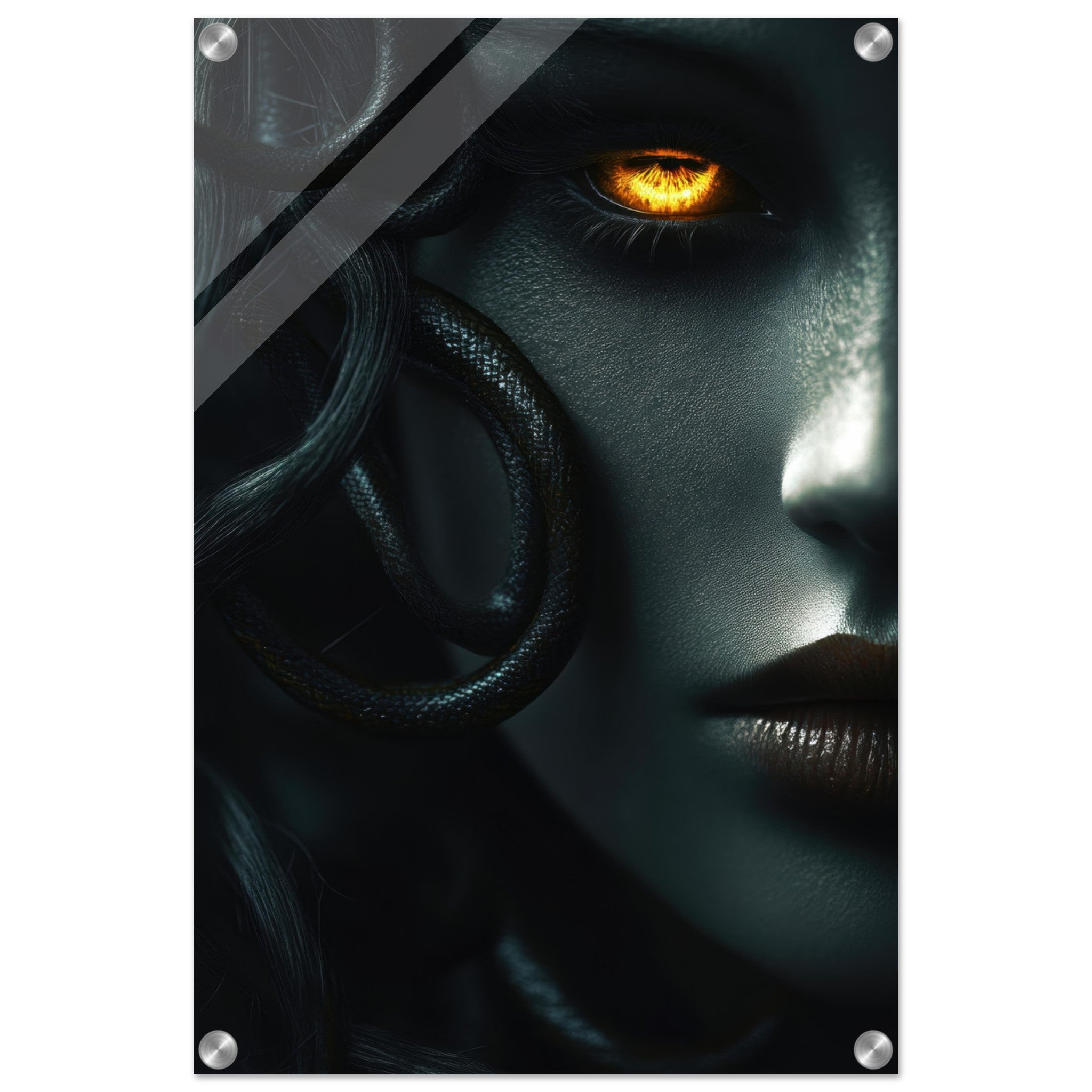 Acrylic Print Portrait - Minimalist Medusas Gaze Minimalism Tight - Focus - Shop Ai Art WebShop - Digital Art online Store