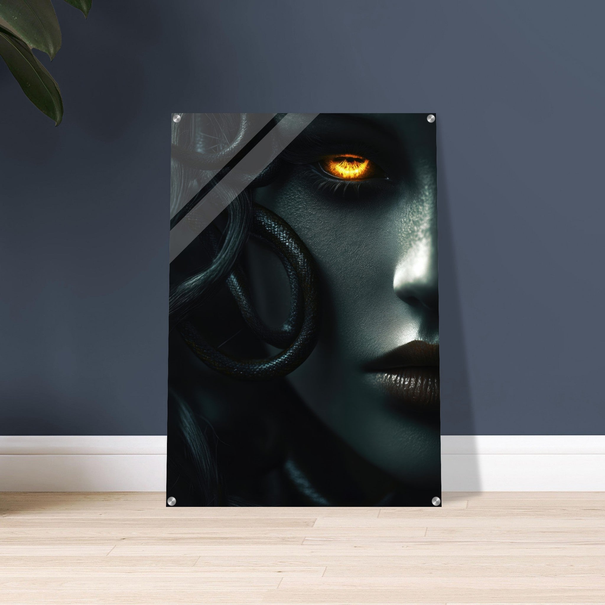 Acrylic Print Portrait - Minimalist Medusas Gaze Minimalism Tight - Focus - Shop Ai Art WebShop - Digital Art online Store