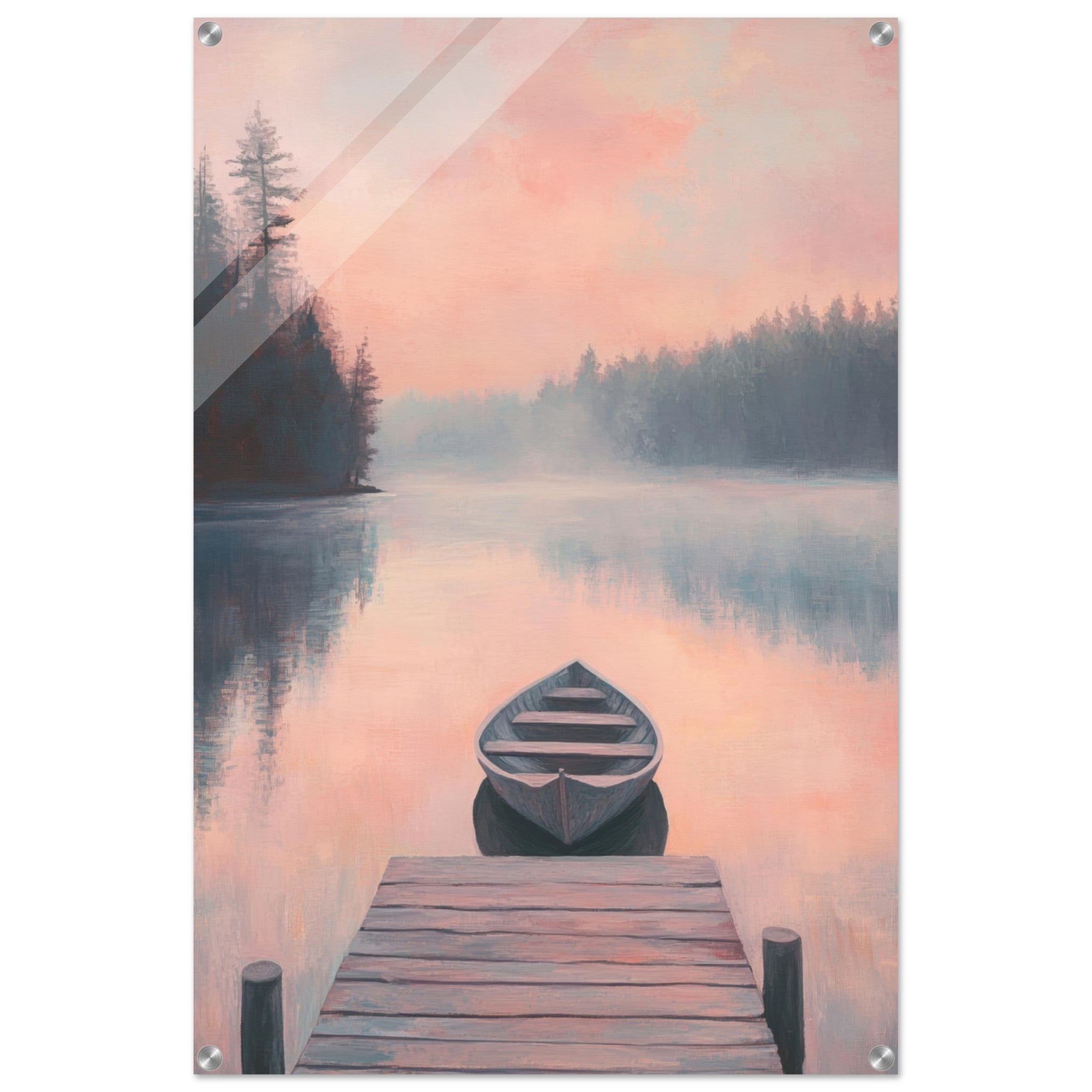 Acrylic Print Portrait - Serene Lake with Rowboats A tranquil lake 3 - Shop Ai Art WebShop - Digital Art online Store