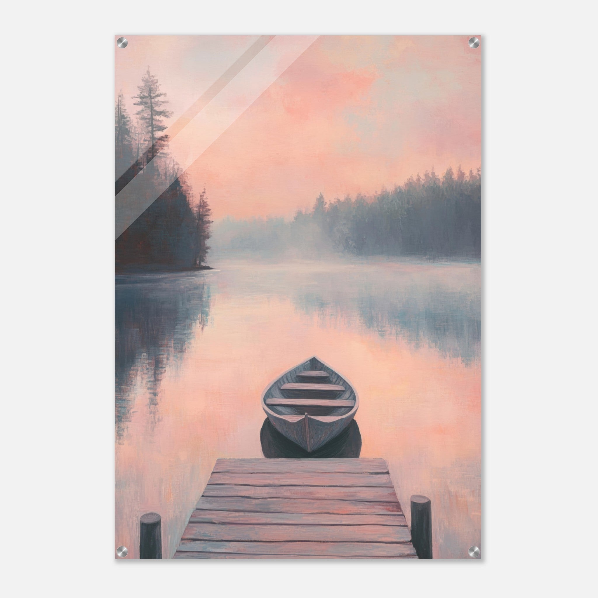 Acrylic Print Portrait - Serene Lake with Rowboats A tranquil lake 3 - Shop Ai Art WebShop - Digital Art online Store