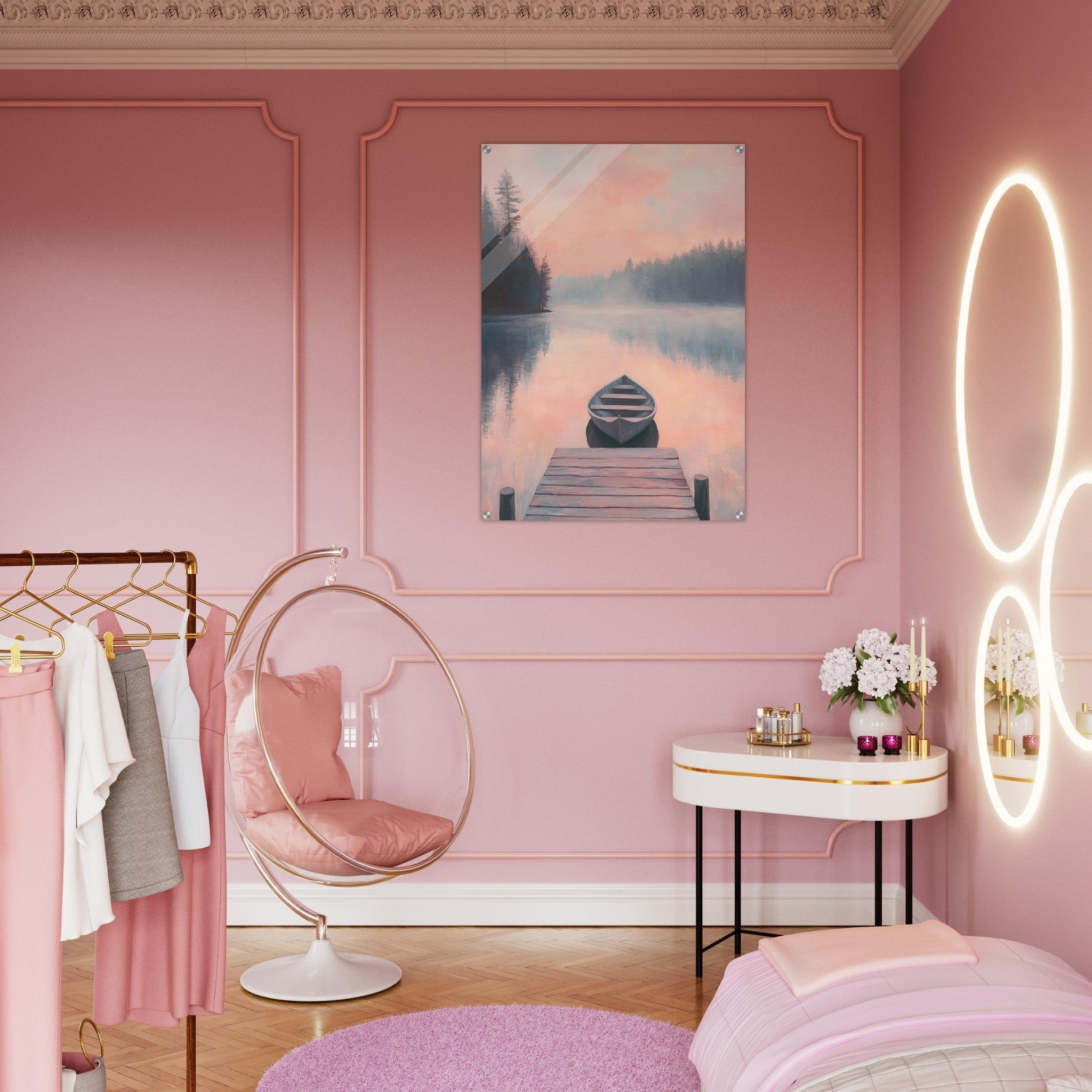 Acrylic Print Portrait - Serene Lake with Rowboats A tranquil lake 3 - Shop Ai Art WebShop - Digital Art online Store