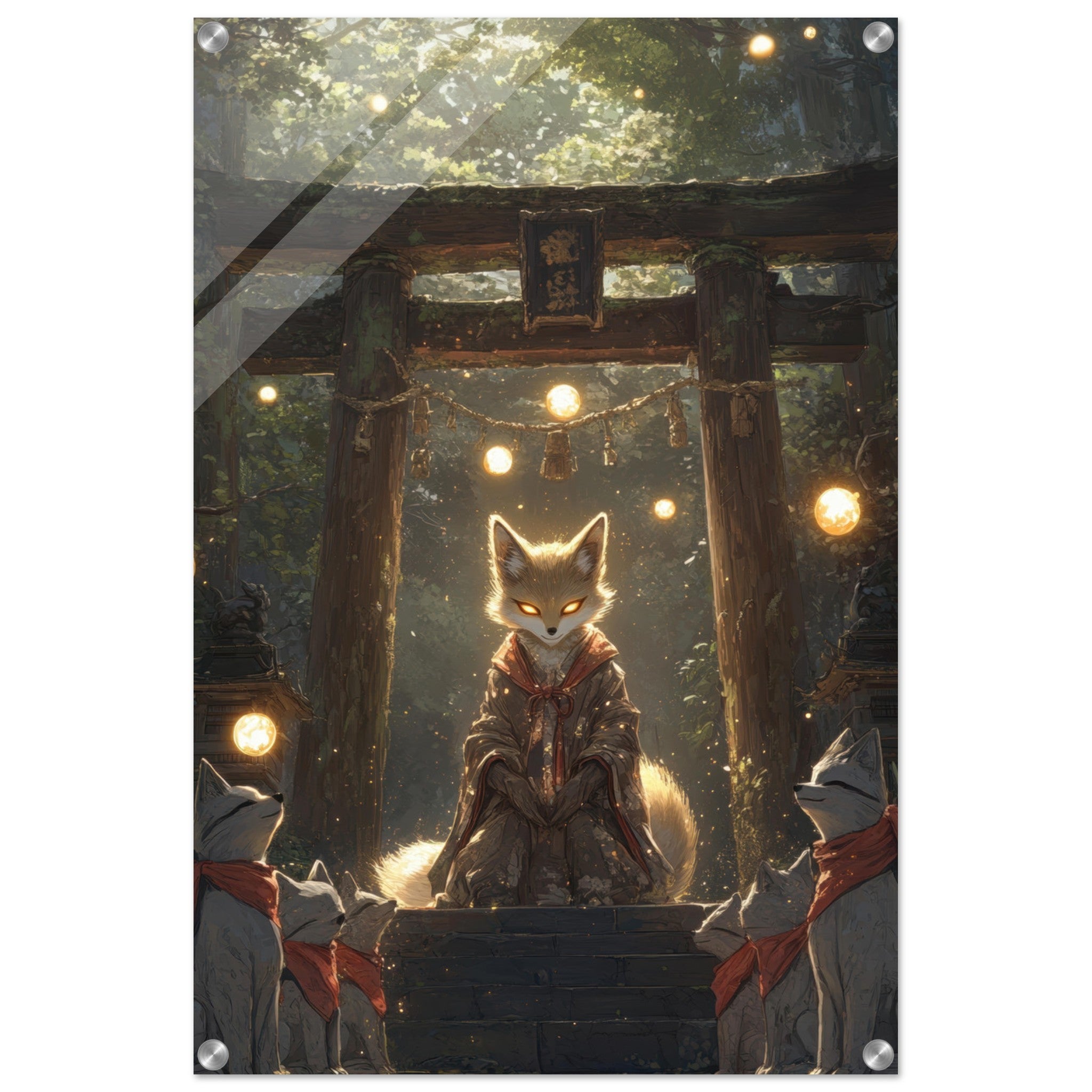 Acrylic Print Portrait - The Celestial Foxs Shrine Neo - Classical A nine - t - Shop Ai Art WebShop - Digital Art online Store
