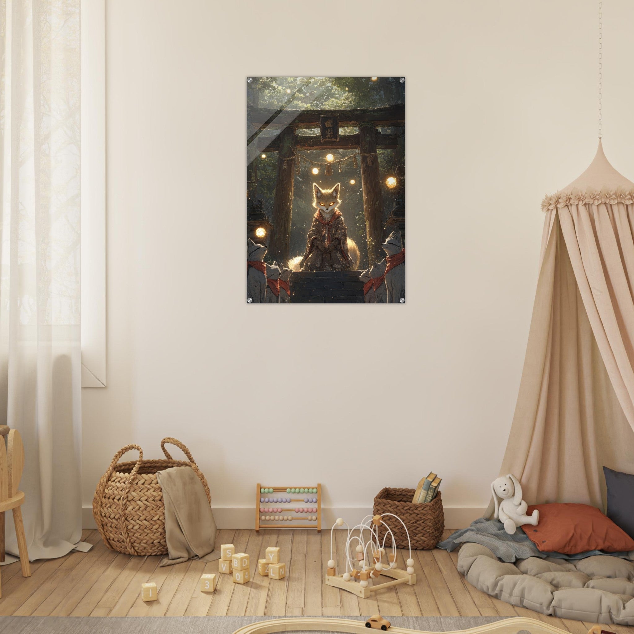 Acrylic Print Portrait - The Celestial Foxs Shrine Neo - Classical A nine - t - Shop Ai Art WebShop - Digital Art online Store