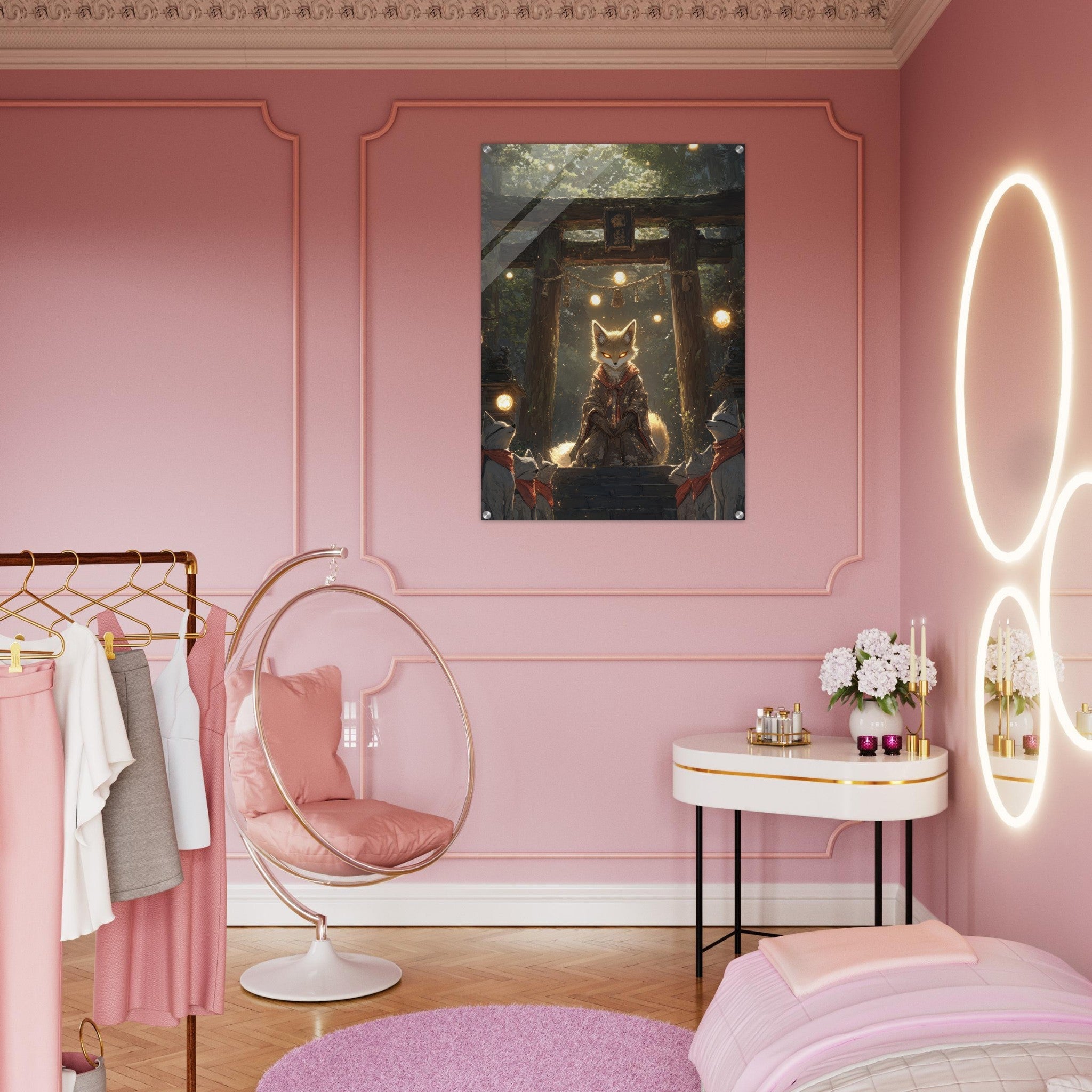 Acrylic Print Portrait - The Celestial Foxs Shrine Neo - Classical A nine - t - Shop Ai Art WebShop - Digital Art online Store